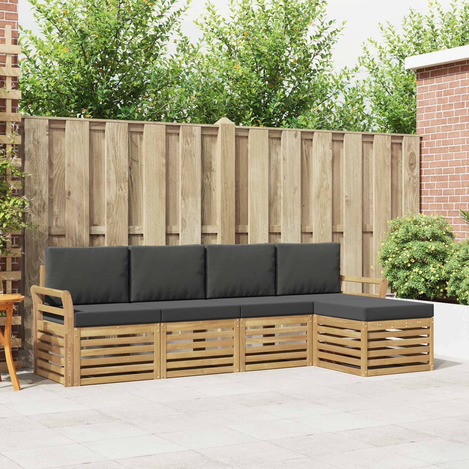 vidaXL Outdoor-Sofagarnitur 5 pcs Weiß und Anthrazit