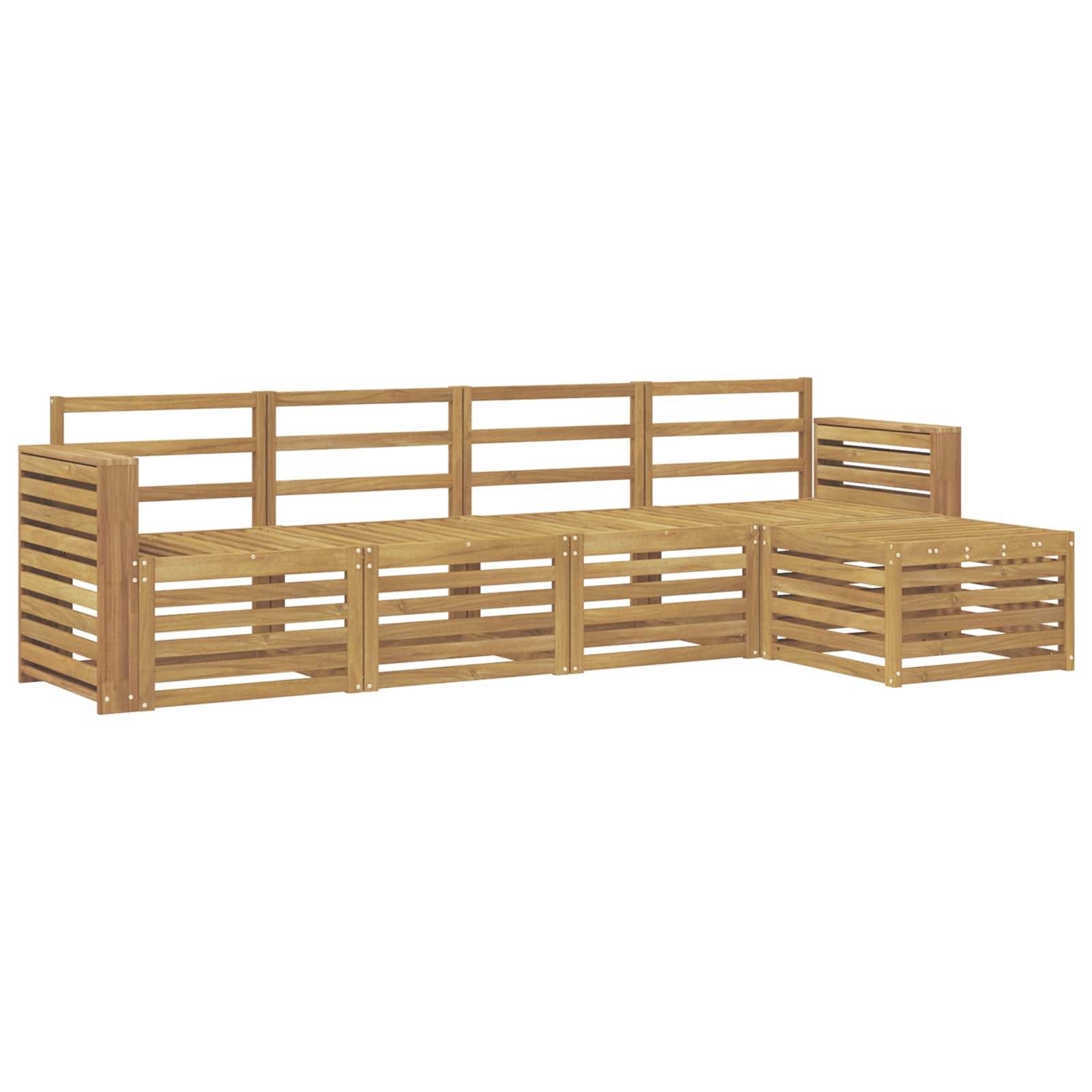 vidaXL Outdoor-Sofagarnitur 5 pcs Weiß 257 x 122,5 x 73 cm