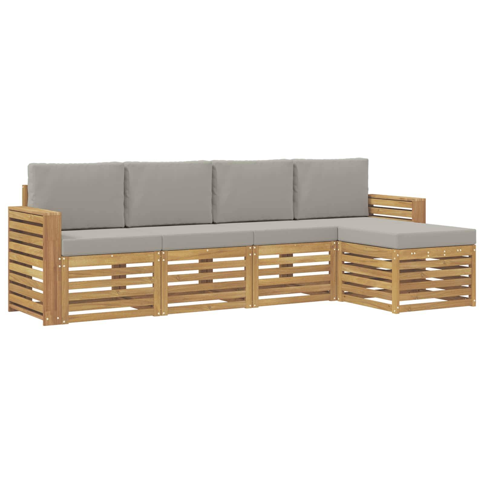vidaXL Outdoor-Sofagarnitur 5 pcs Weiß und Hellgrau