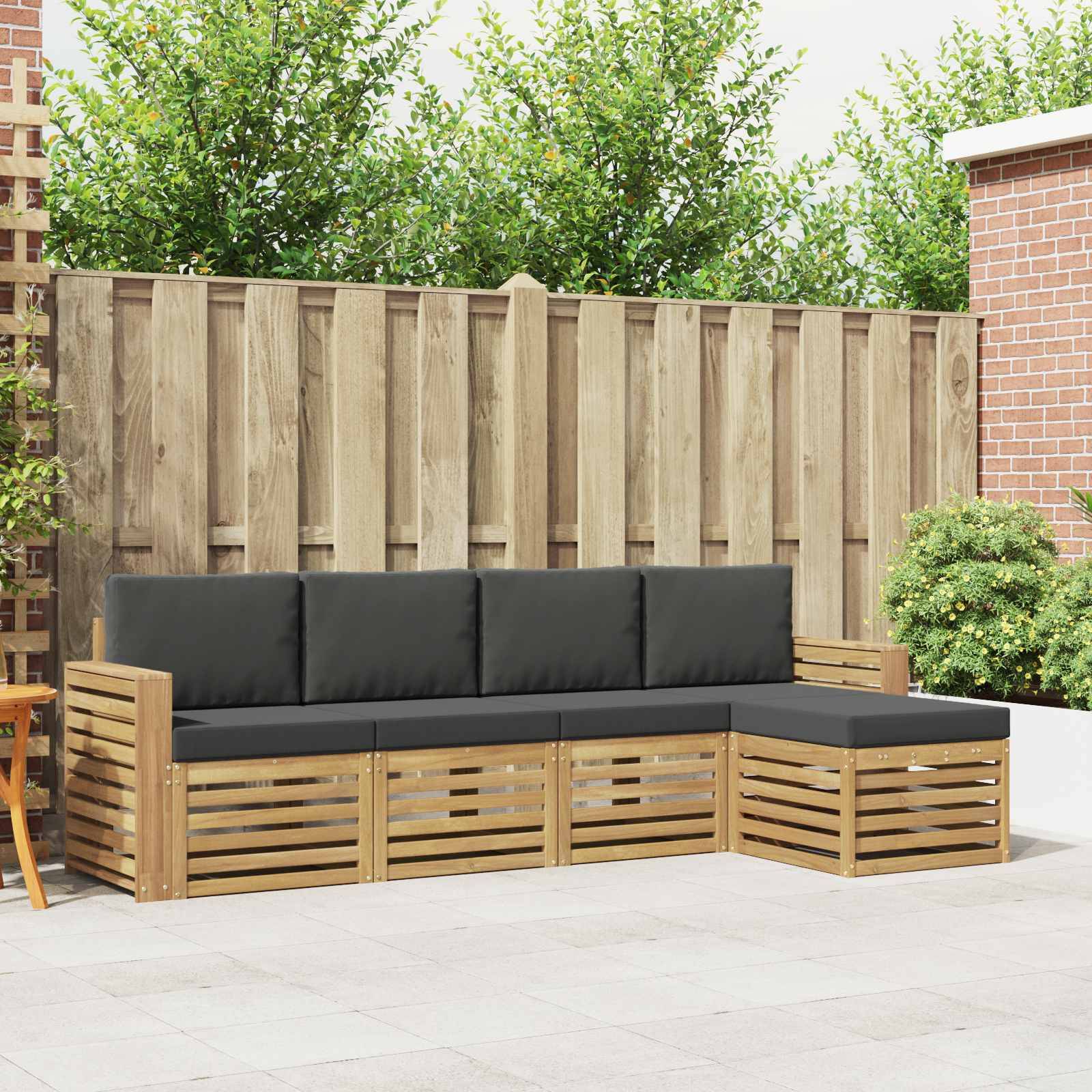 vidaXL Outdoor-Sofagarnitur 5 pcs Weiß und Anthrazit