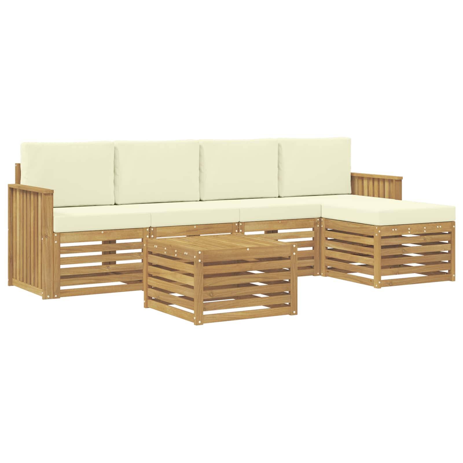 vidaXL Outdoor-Sofagarnitur 6 pcs Weiß und Creme 59 x 59 x 37 cm
