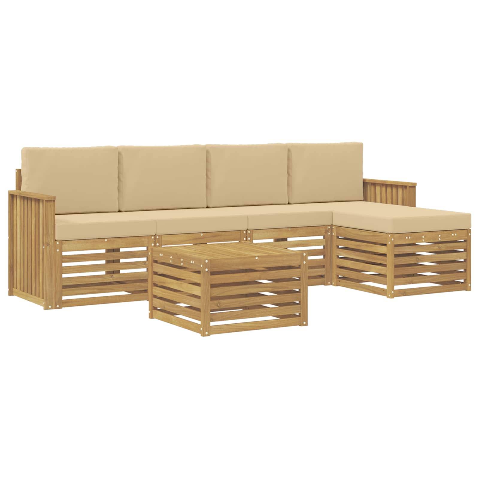 vidaXL Outdoor-Sofagarnitur 6 pcs Weiß und Beige 59 x 59 x 37 cm