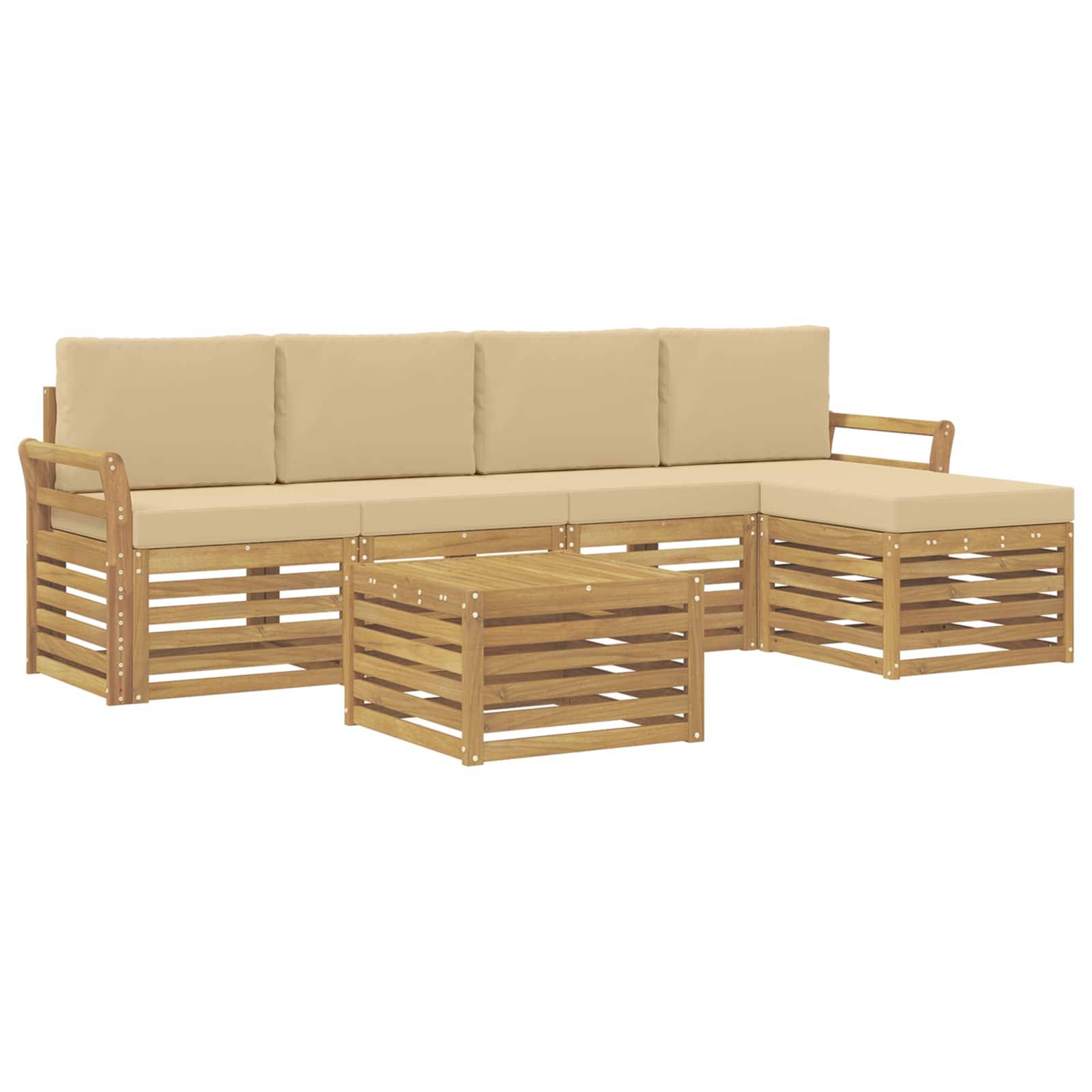 vidaXL Outdoor-Sofagarnitur 6 pcs Weiß und Beige 59 x 59 x 37 cm