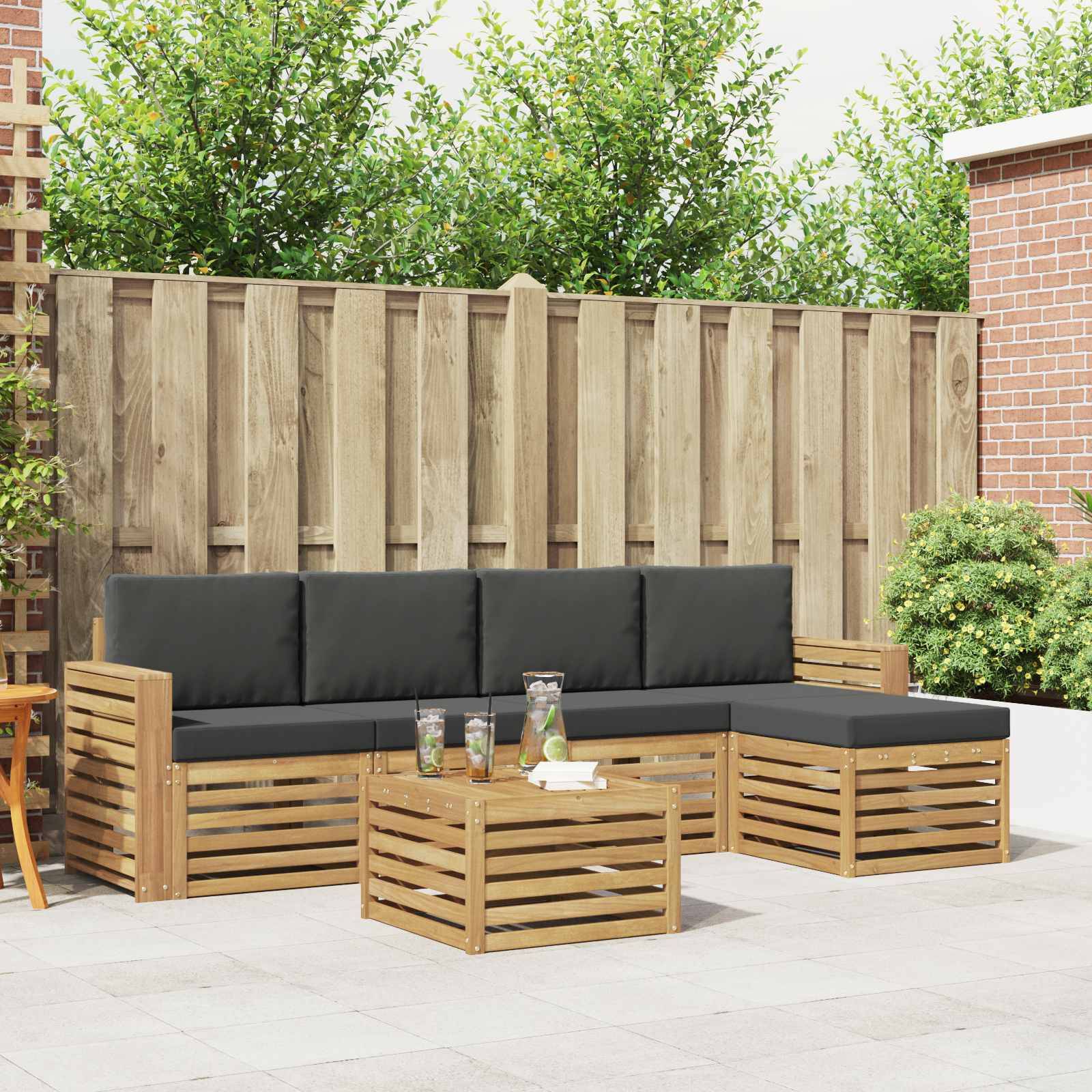 vidaXL Outdoor-Sofagarnitur 6 pcs Weiß und Anthrazit 59 x 59 x 37 cm