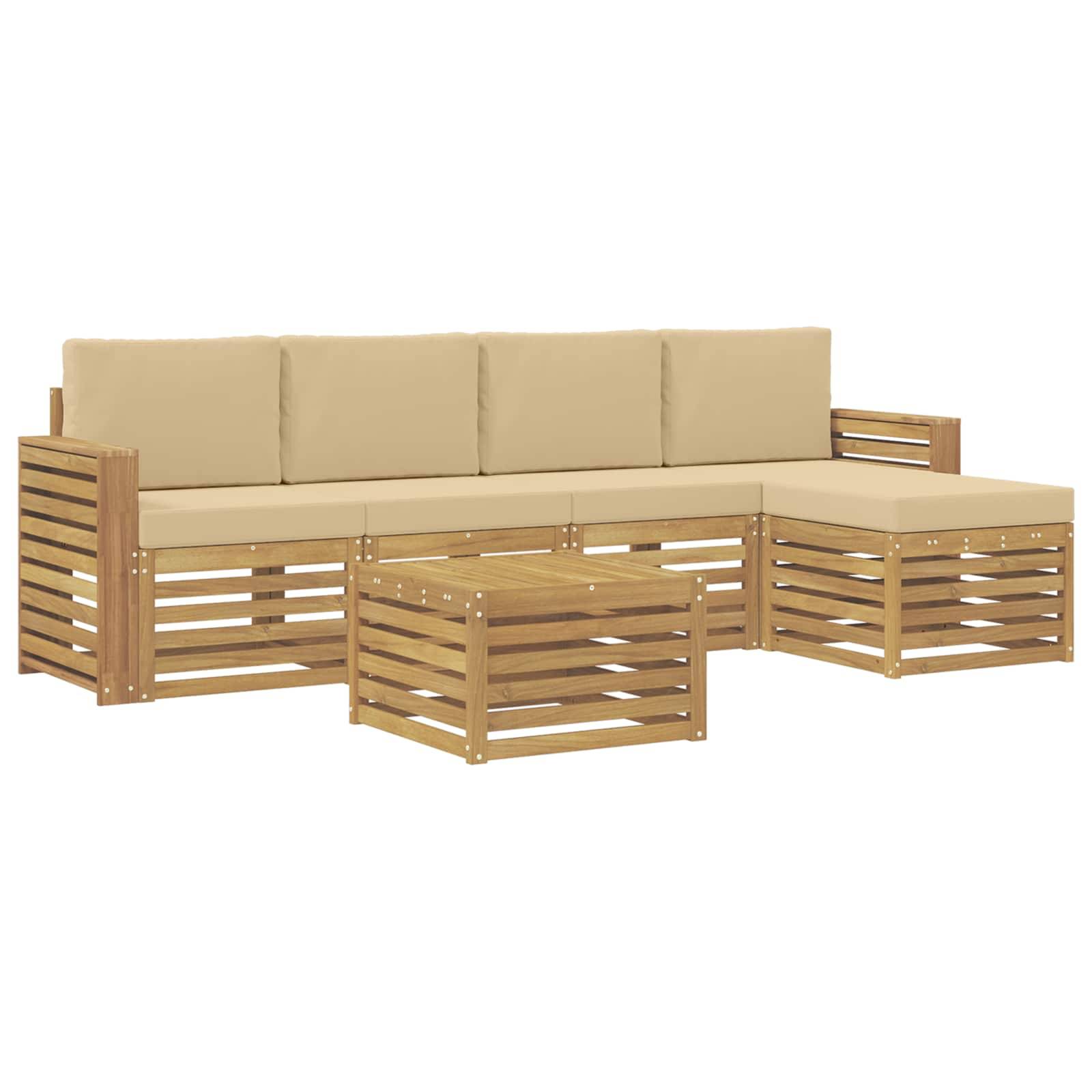 vidaXL Outdoor-Sofagarnitur 6 pcs Weiß und Beige 59 x 59 x 37 cm