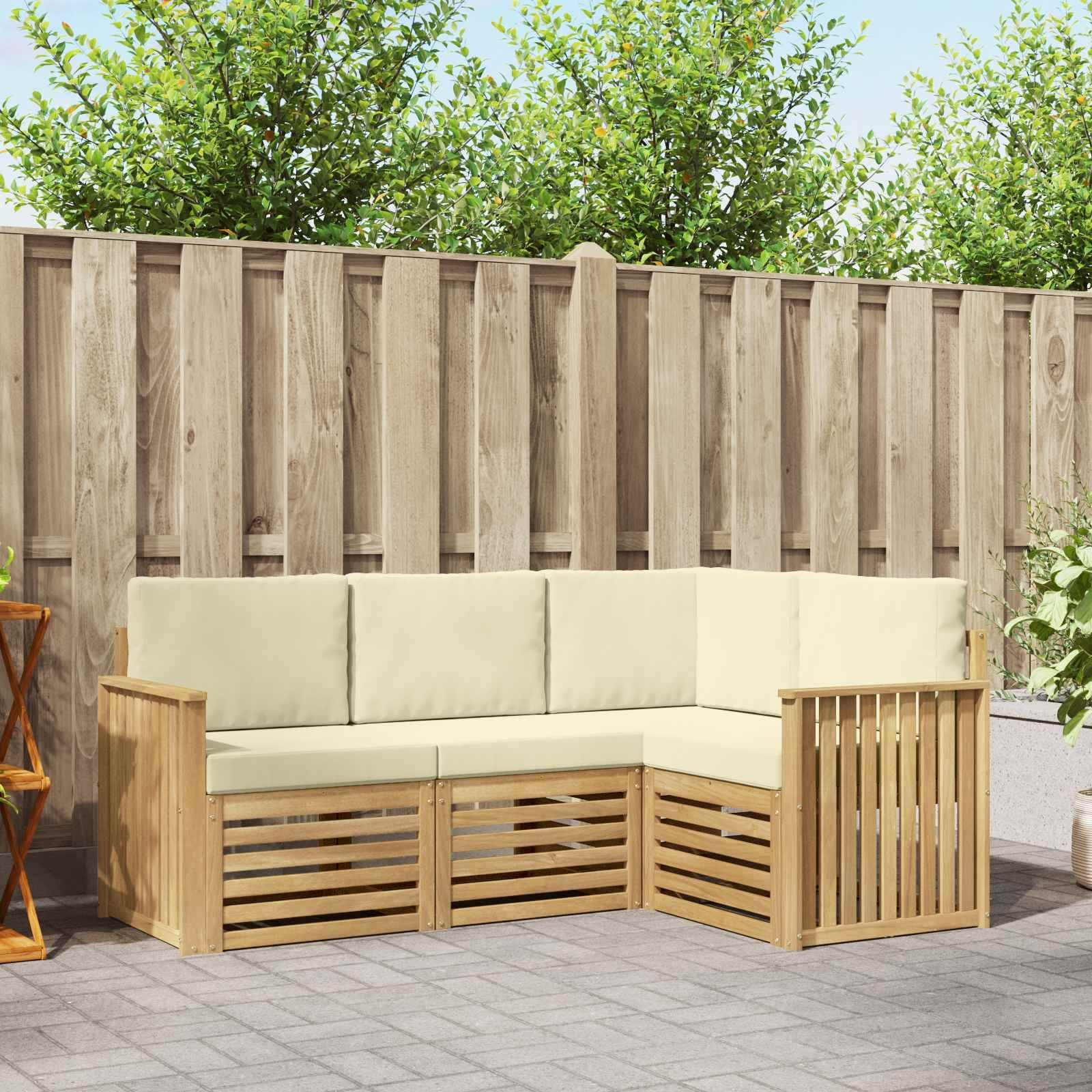 vidaXL Sofagarnituren 4 pcs Weiß und Creme 187,5 x 128,5 x 73 cm
