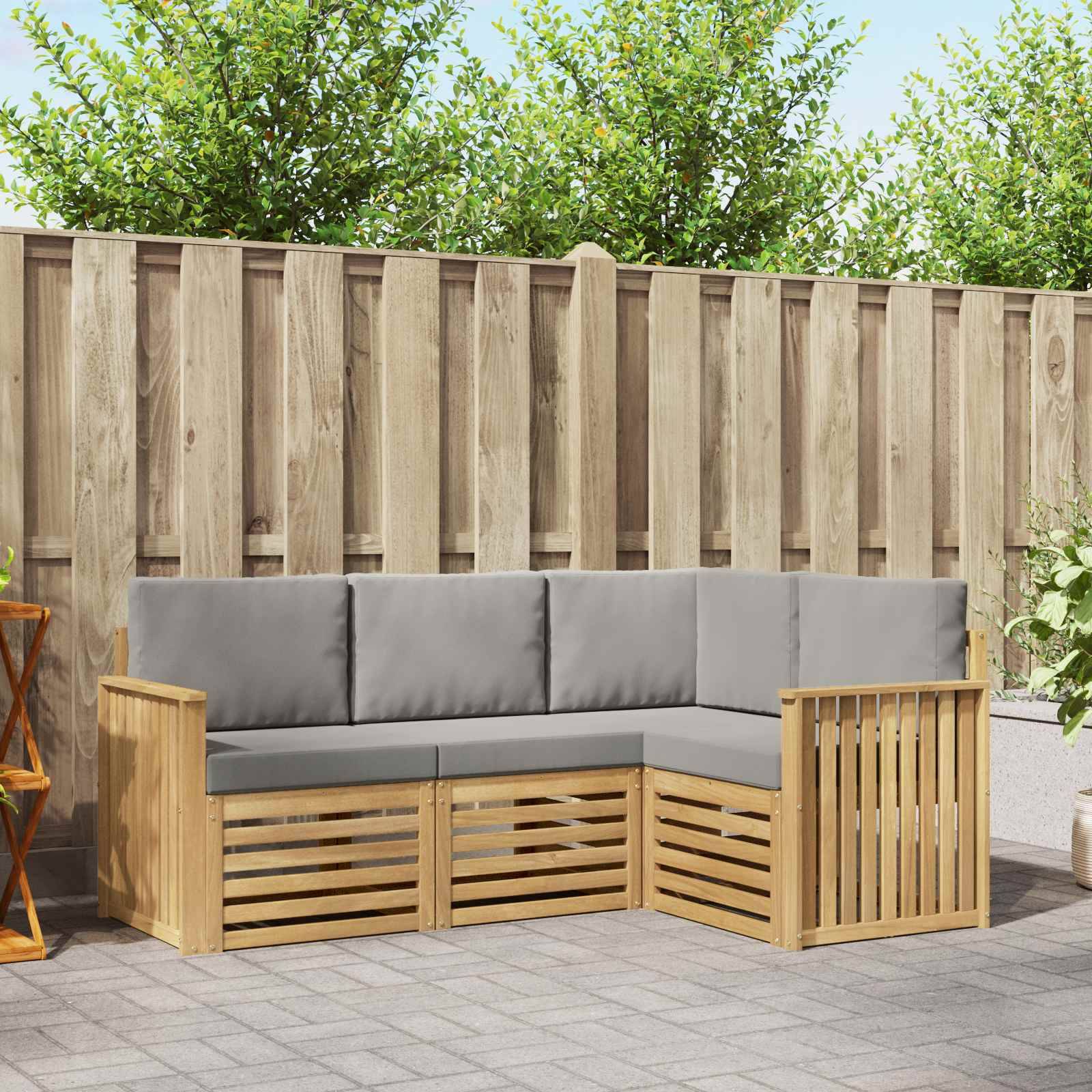 vidaXL Sofagarnituren 4 pcs Weiß und Hellgrau 187,5 x 128,5 x 73 cm