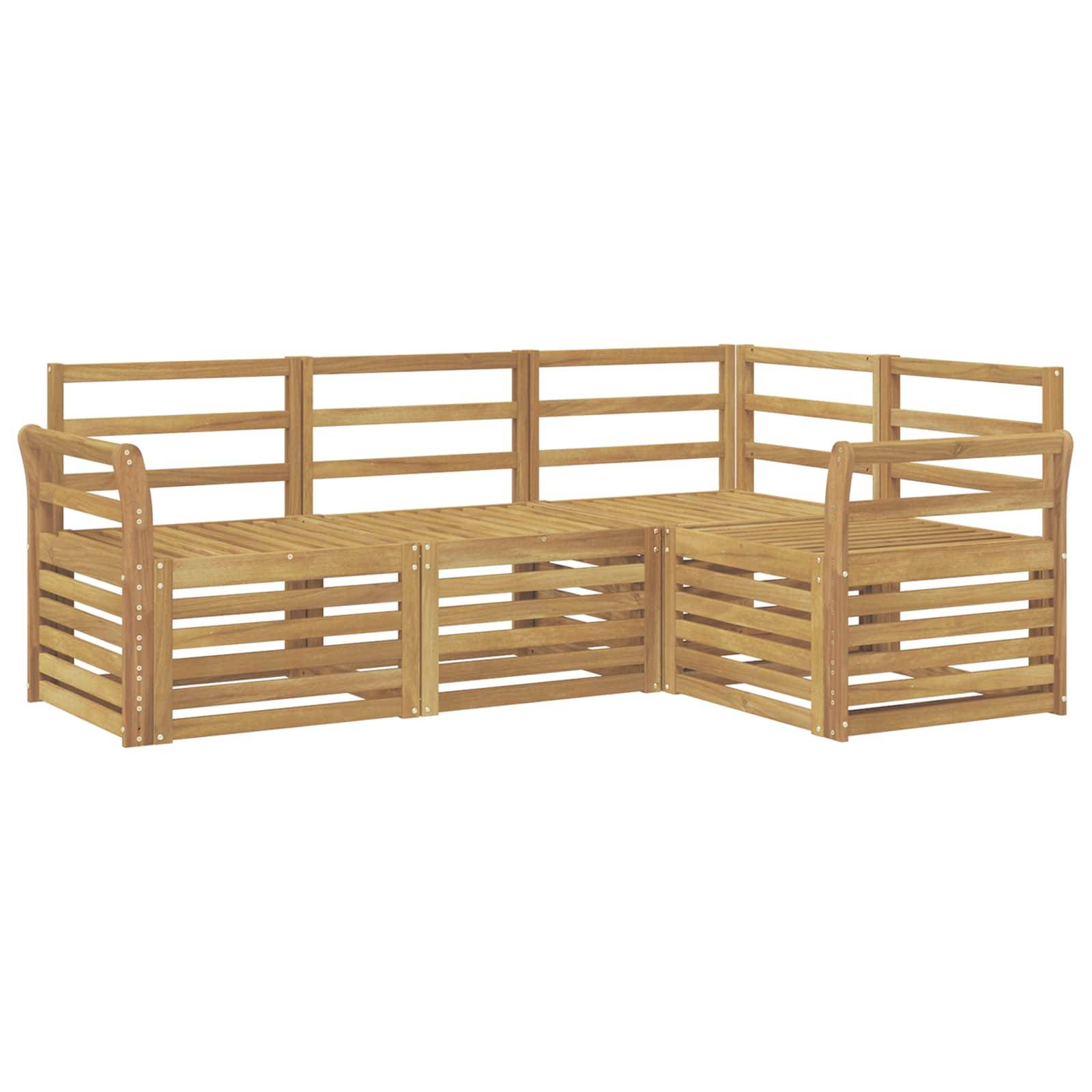 vidaXL Sofagarnituren 4 pcs Weiß 190 x 130,5 x 73 cm Massivholz Akazie