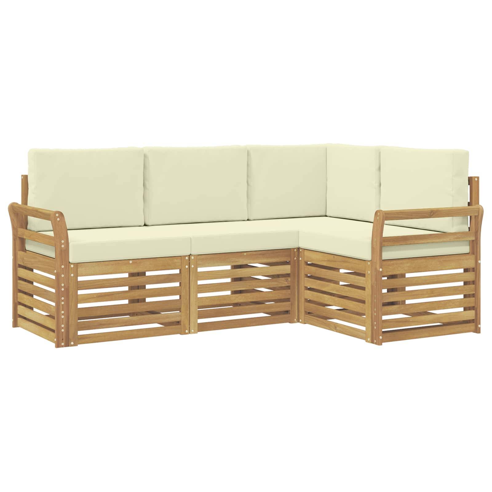 vidaXL Sofagarnituren 4 pcs Weiß und Creme 190 x 130,5 x 73 cm