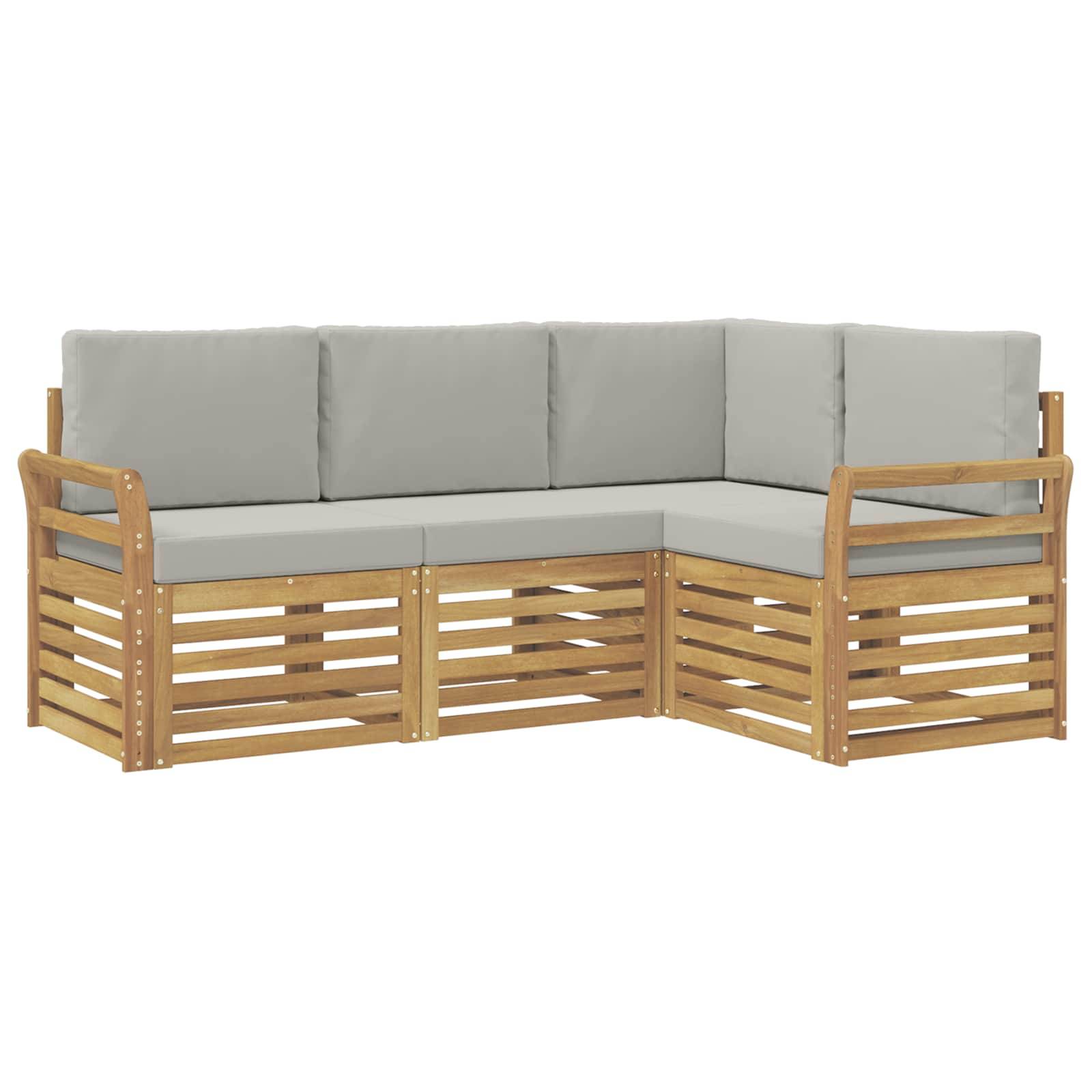 vidaXL Sofagarnituren 4 pcs Weiß und Hellgrau 190 x 130,5 x 73 cm