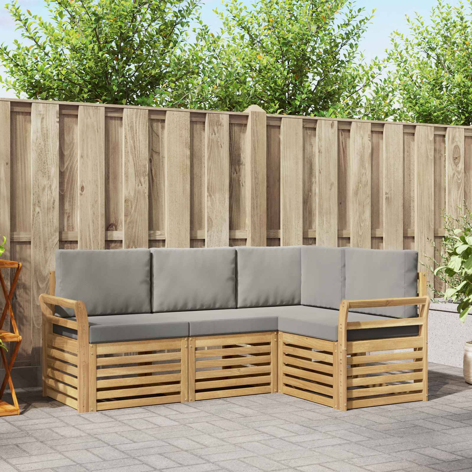 vidaXL Sofagarnituren 4 pcs Weiß und Hellgrau 190 x 130,5 x 73 cm
