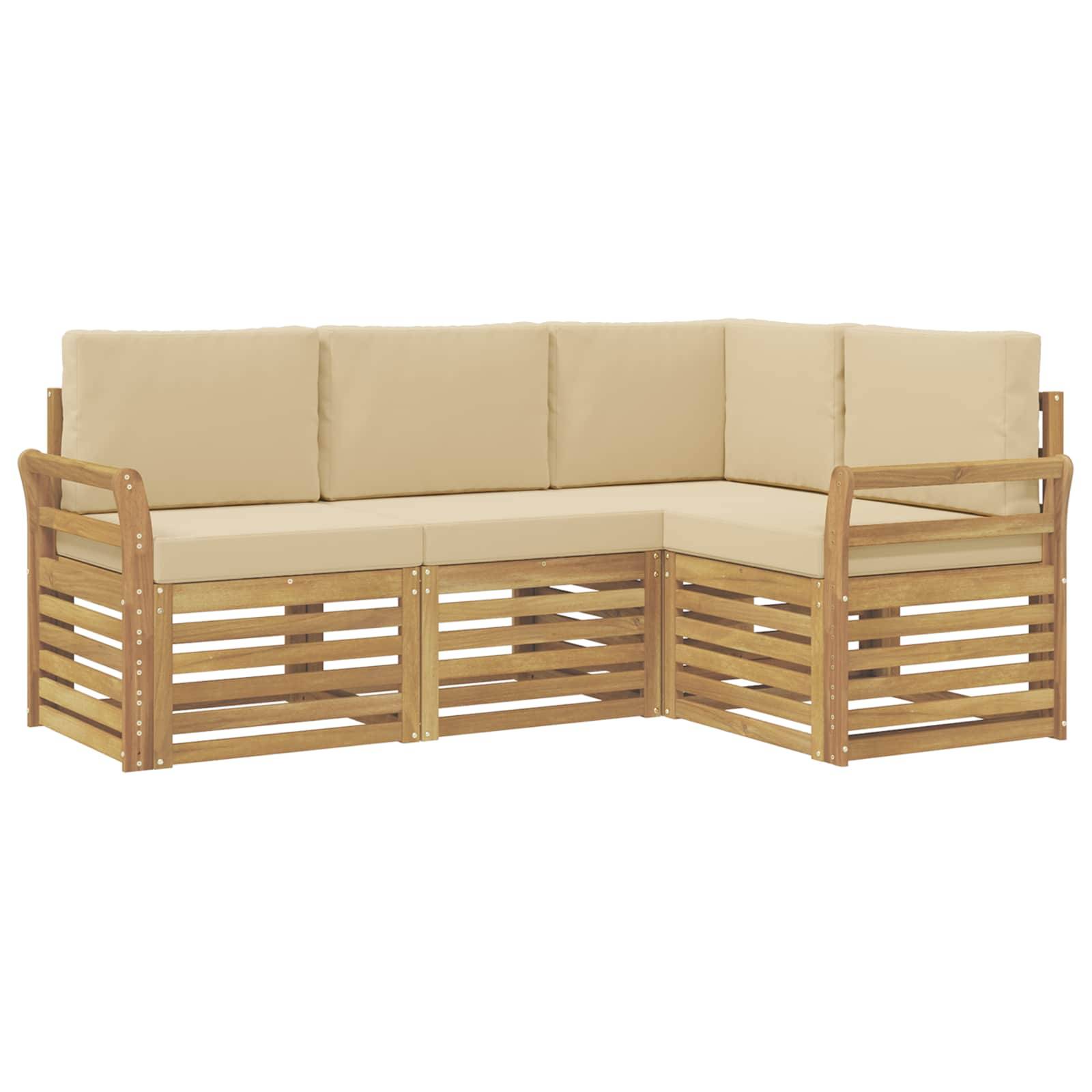 vidaXL Sofagarnituren 4 pcs Weiß und Beige 190 x 130,5 x 73 cm