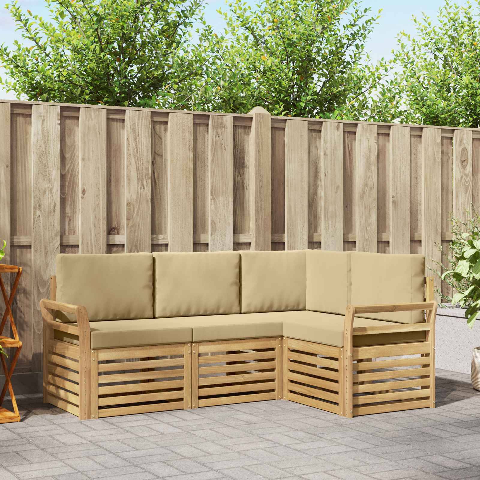 vidaXL Sofagarnituren 4 pcs Weiß und Beige 190 x 130,5 x 73 cm