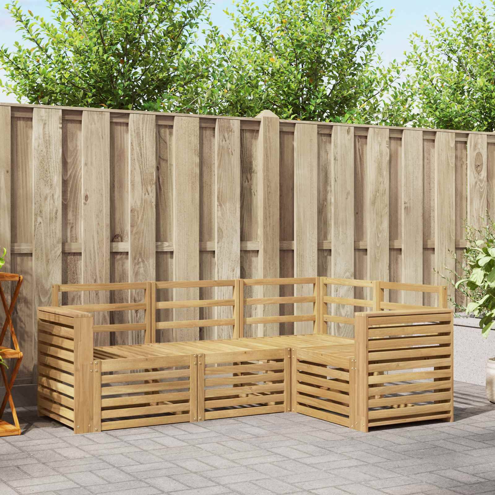 vidaXL Sofagarnituren 4 pcs Weiß 191 x 132,5 x 73 cm Massivholz Akazie