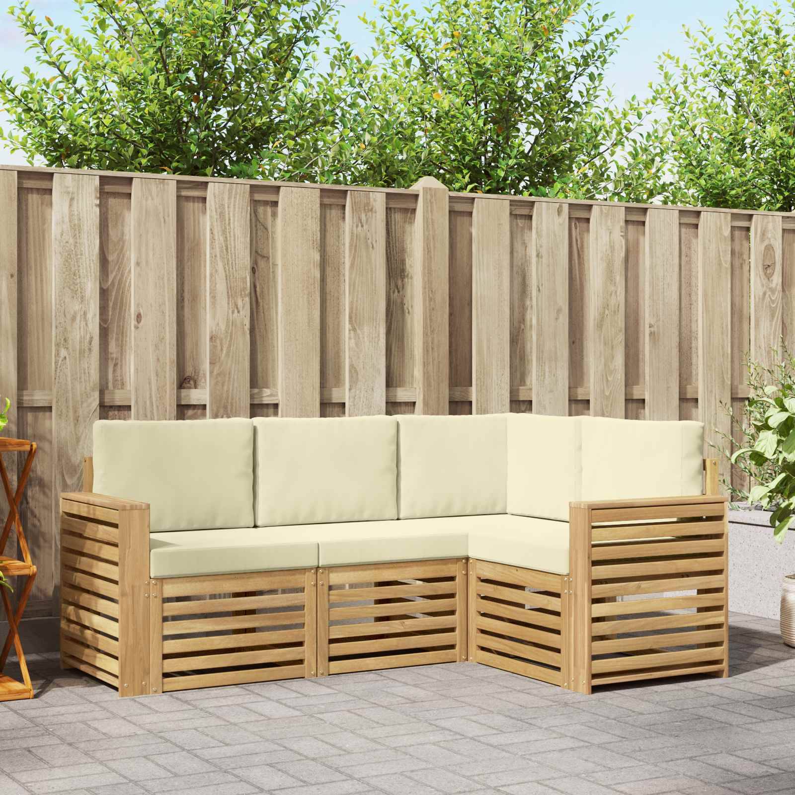 vidaXL Sofagarnituren 4 pcs Weiß und Creme 191 x 132,5 x 73 cm