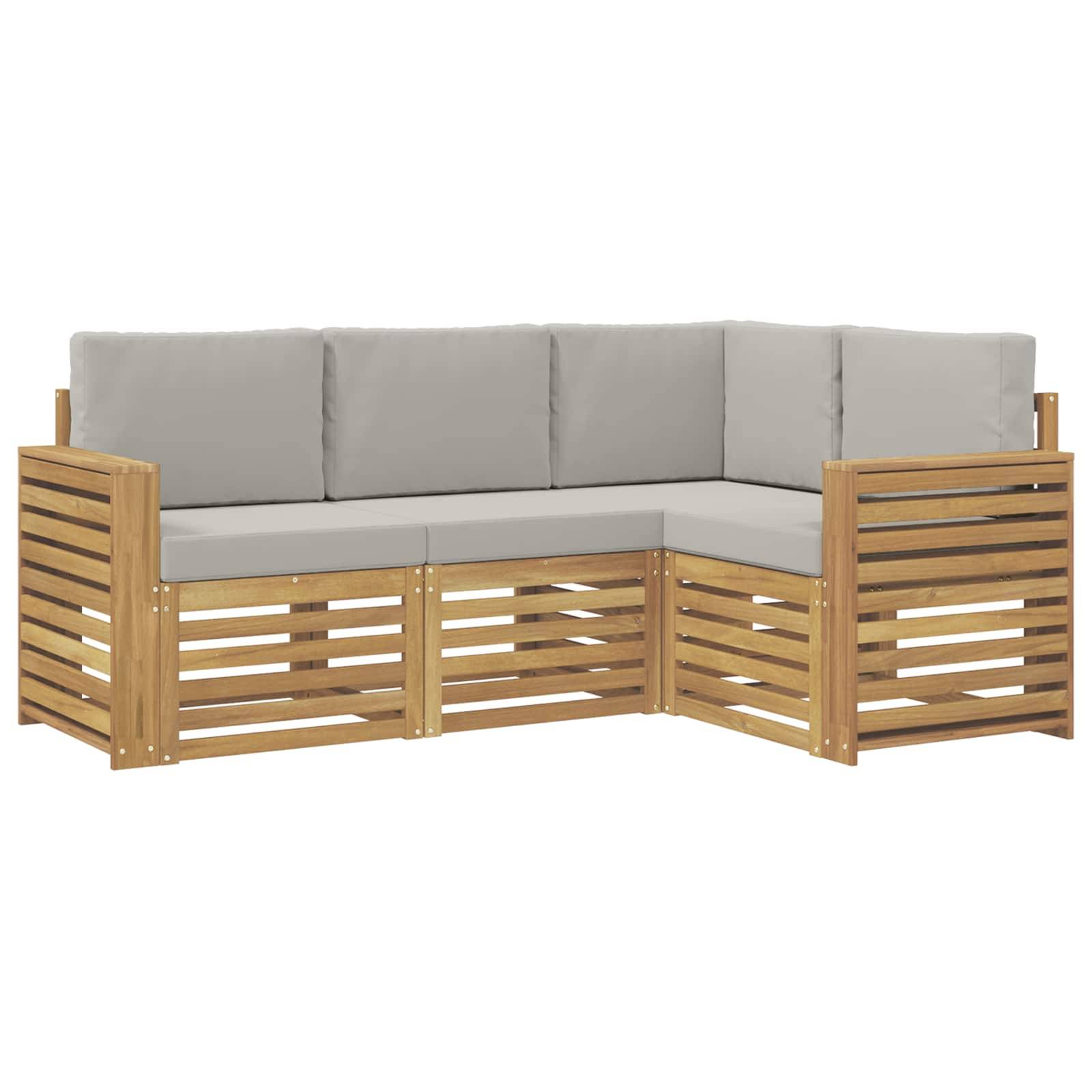 vidaXL Outdoor-Sofagarnitur 4 pcs Weiß und Hellgrau Polyester