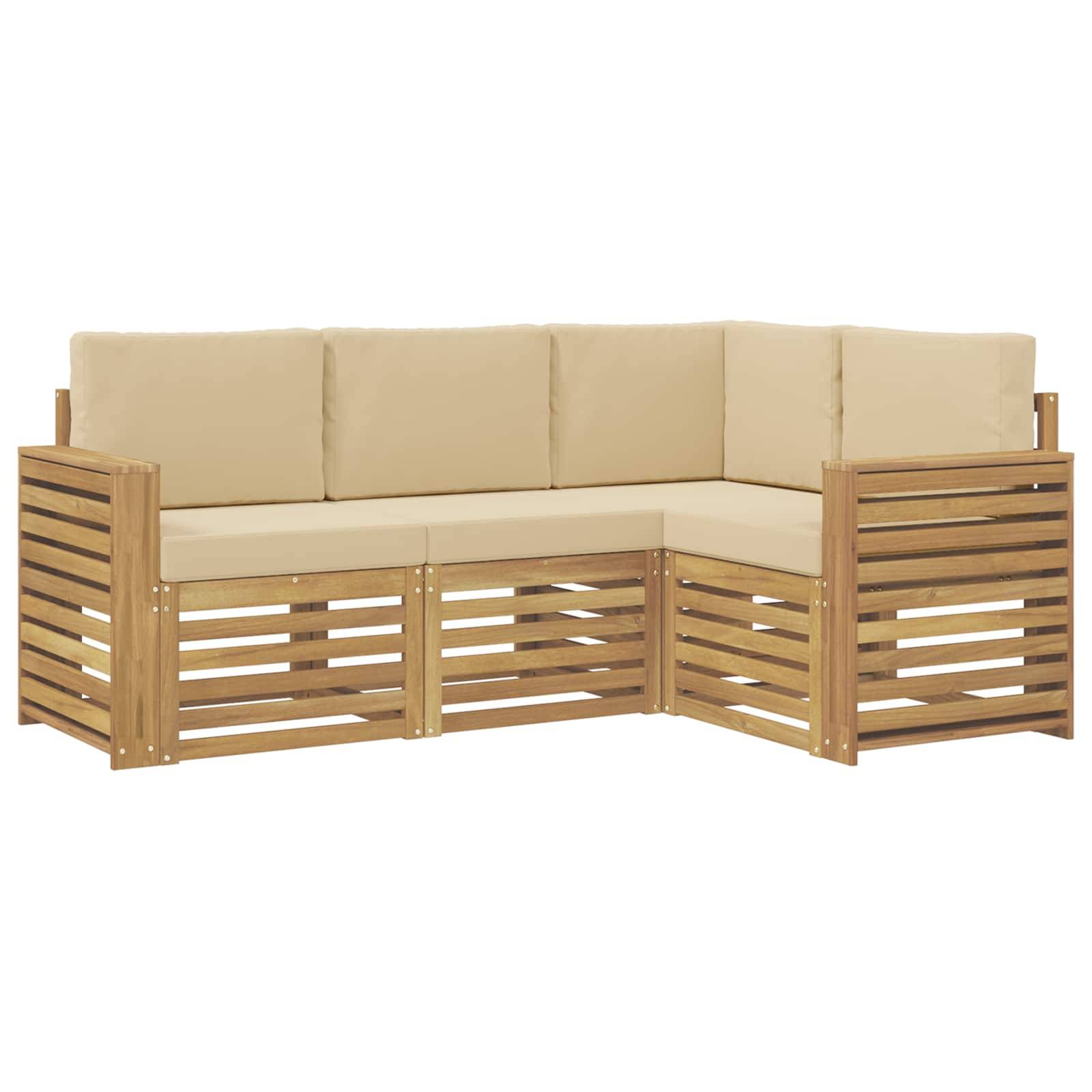 vidaXL Sofagarnituren 4 pcs Weiß und Beige 191 x 132,5 x 73 cm