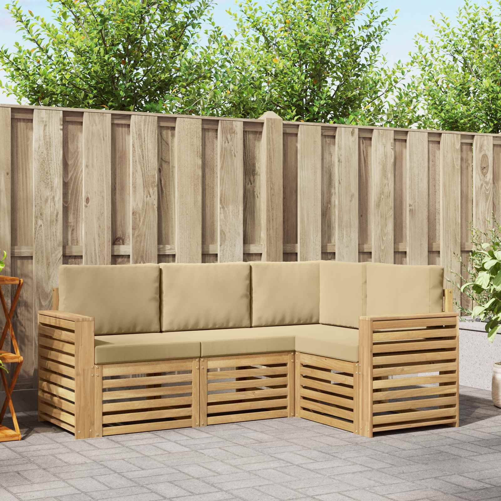 vidaXL Sofagarnituren 4 pcs Weiß und Beige 191 x 132,5 x 73 cm