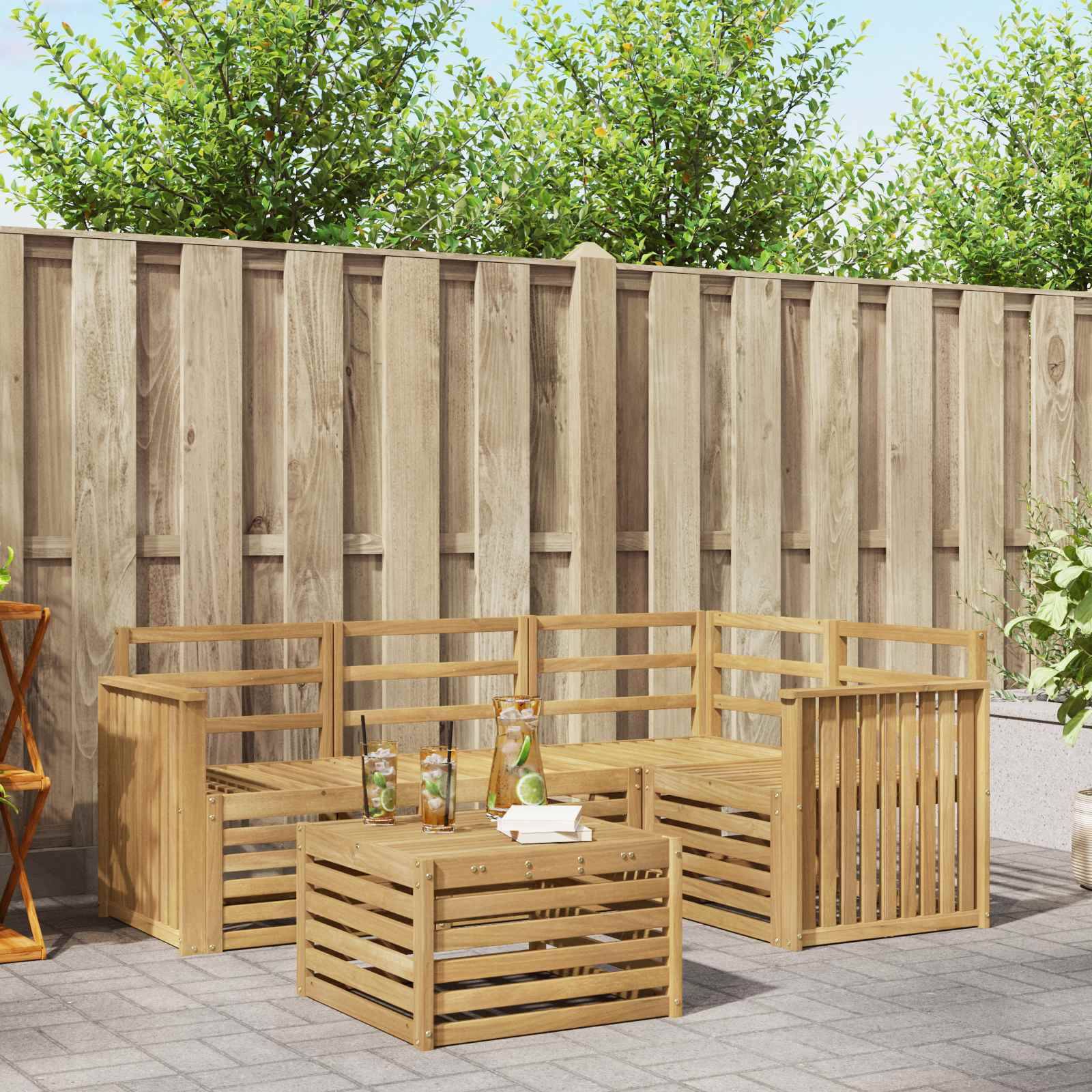 vidaXL Outdoor-Sofagarnitur 5 pcs Weiß 59 x 59 x 37 cm