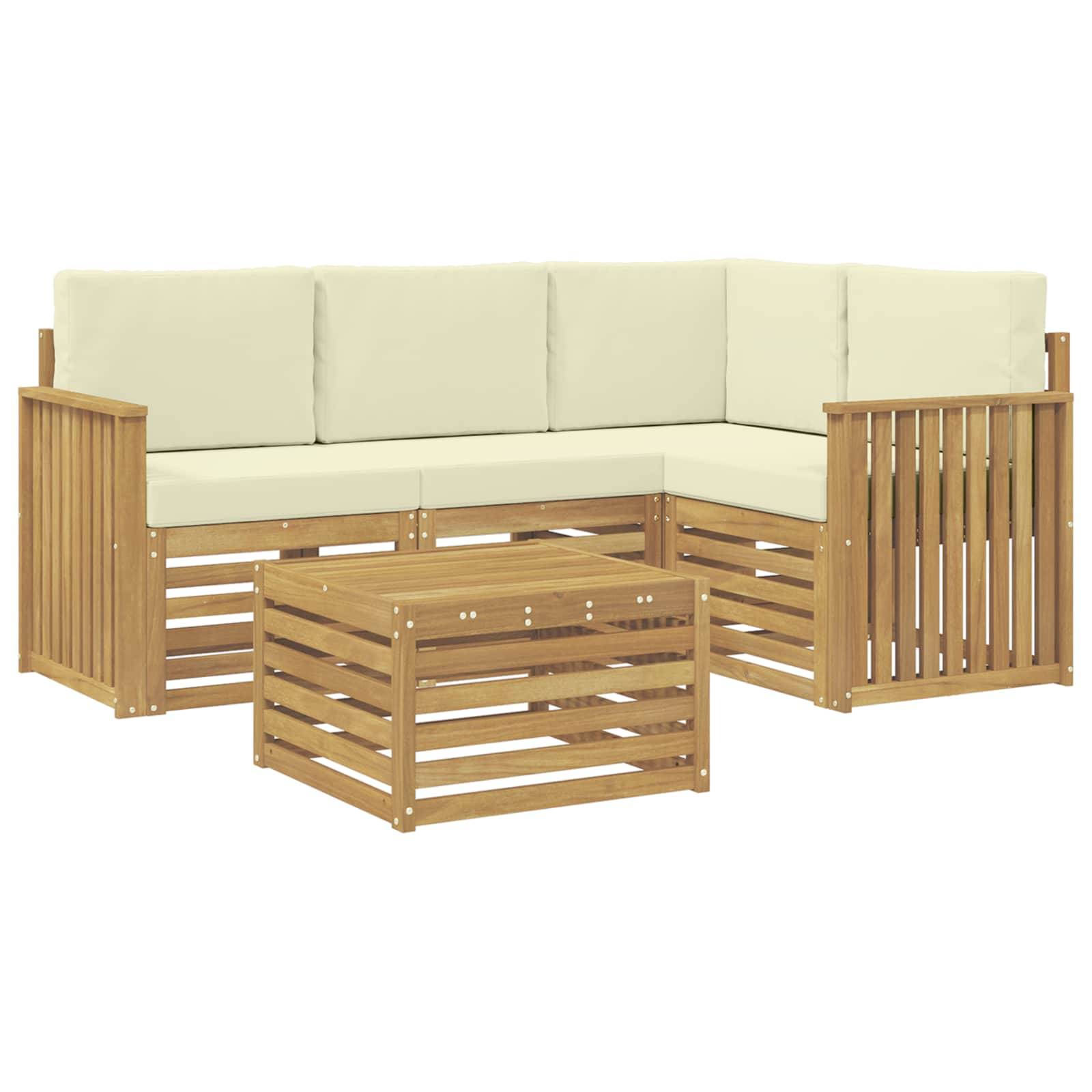 vidaXL Outdoor-Sofagarnitur 5 pcs Weiß und Creme 59 x 59 x 37 cm