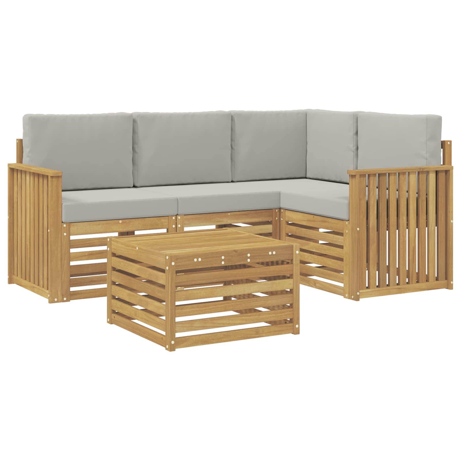 vidaXL Outdoor-Sofagarnitur 5 pcs Weiß und Hellgrau 59 x 59 x 37 cm
