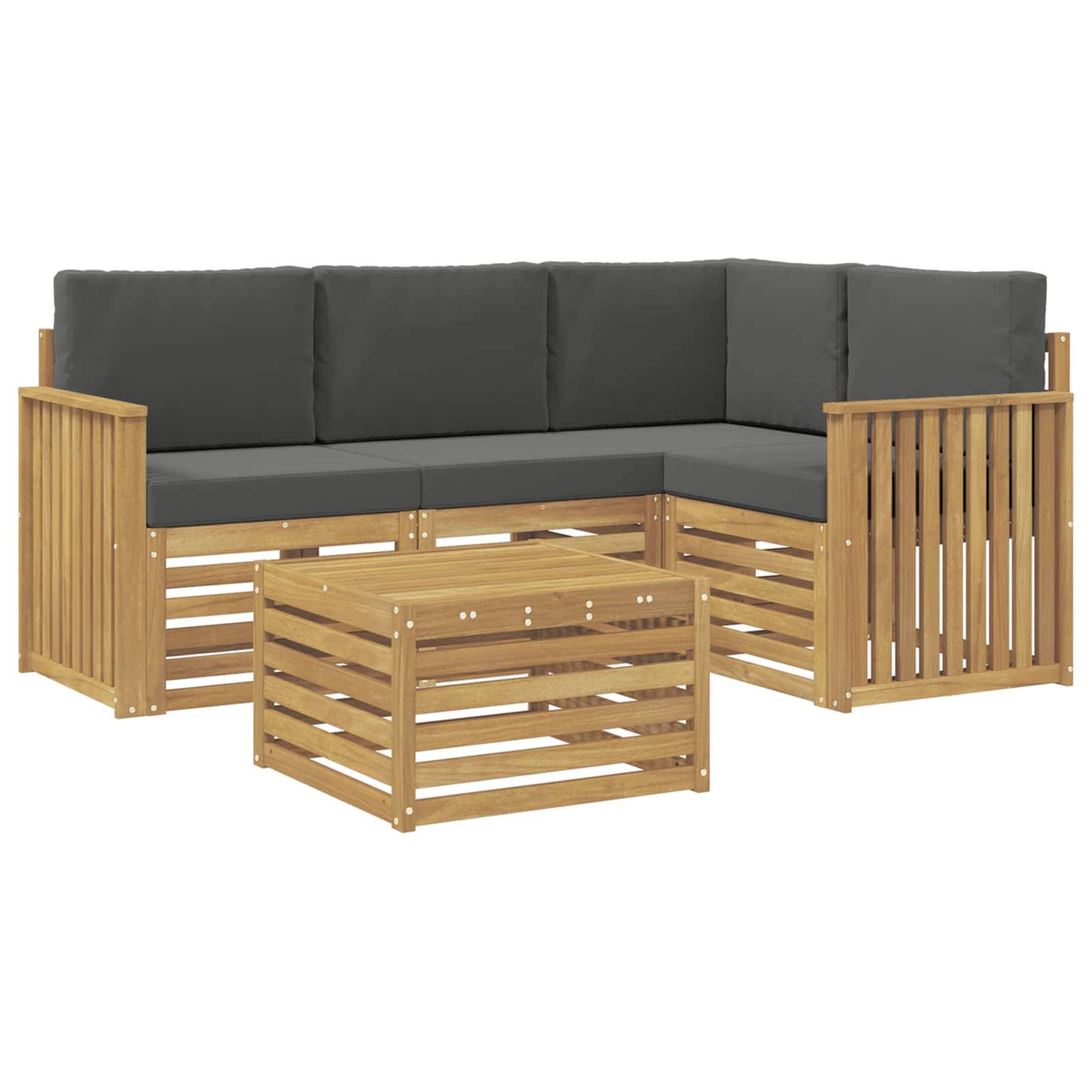 vidaXL Outdoor-Sofagarnitur 5 pcs Weiß und Anthrazit 59 x 59 x 37 cm