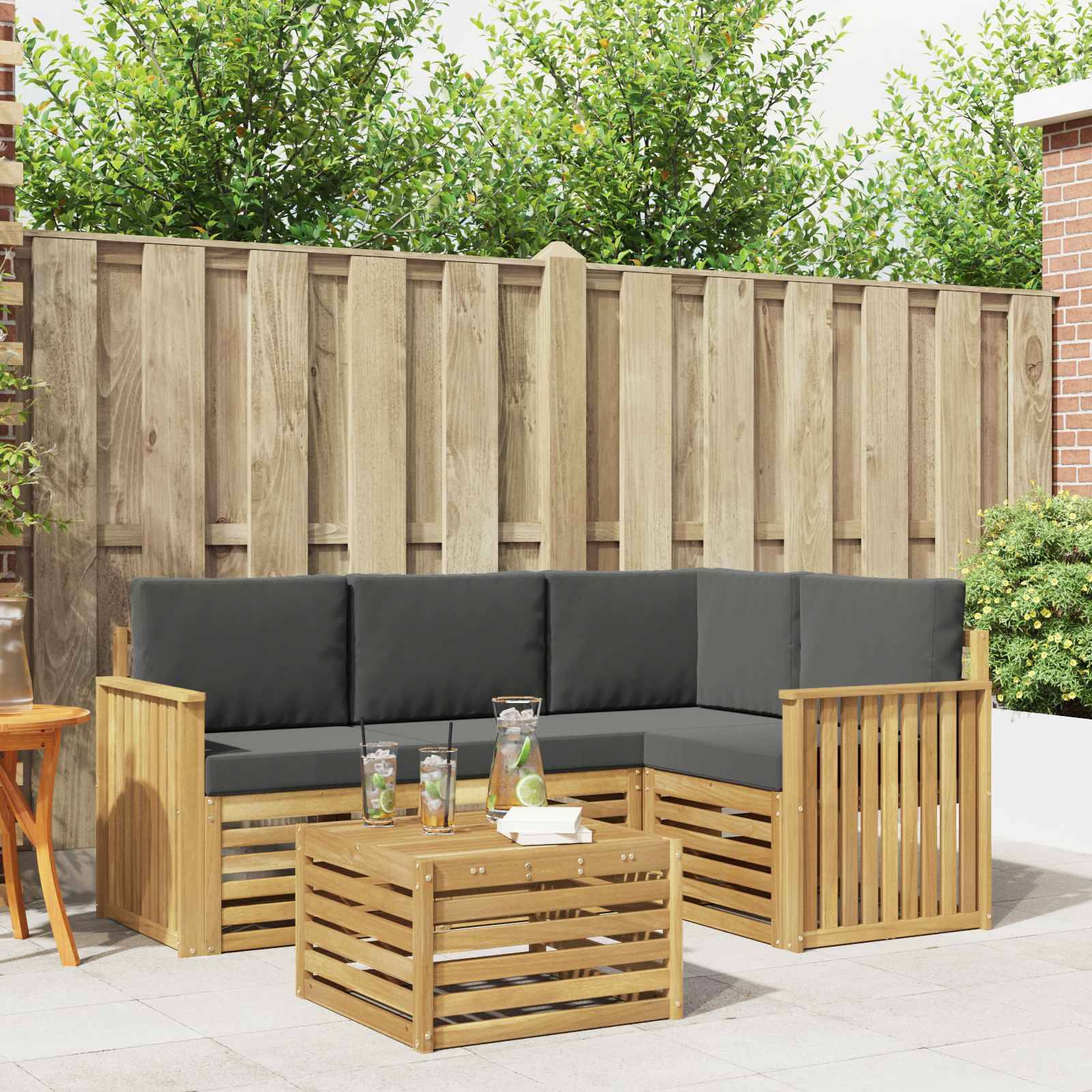 vidaXL Outdoor-Sofagarnitur 5 pcs Weiß und Anthrazit 59 x 59 x 37 cm