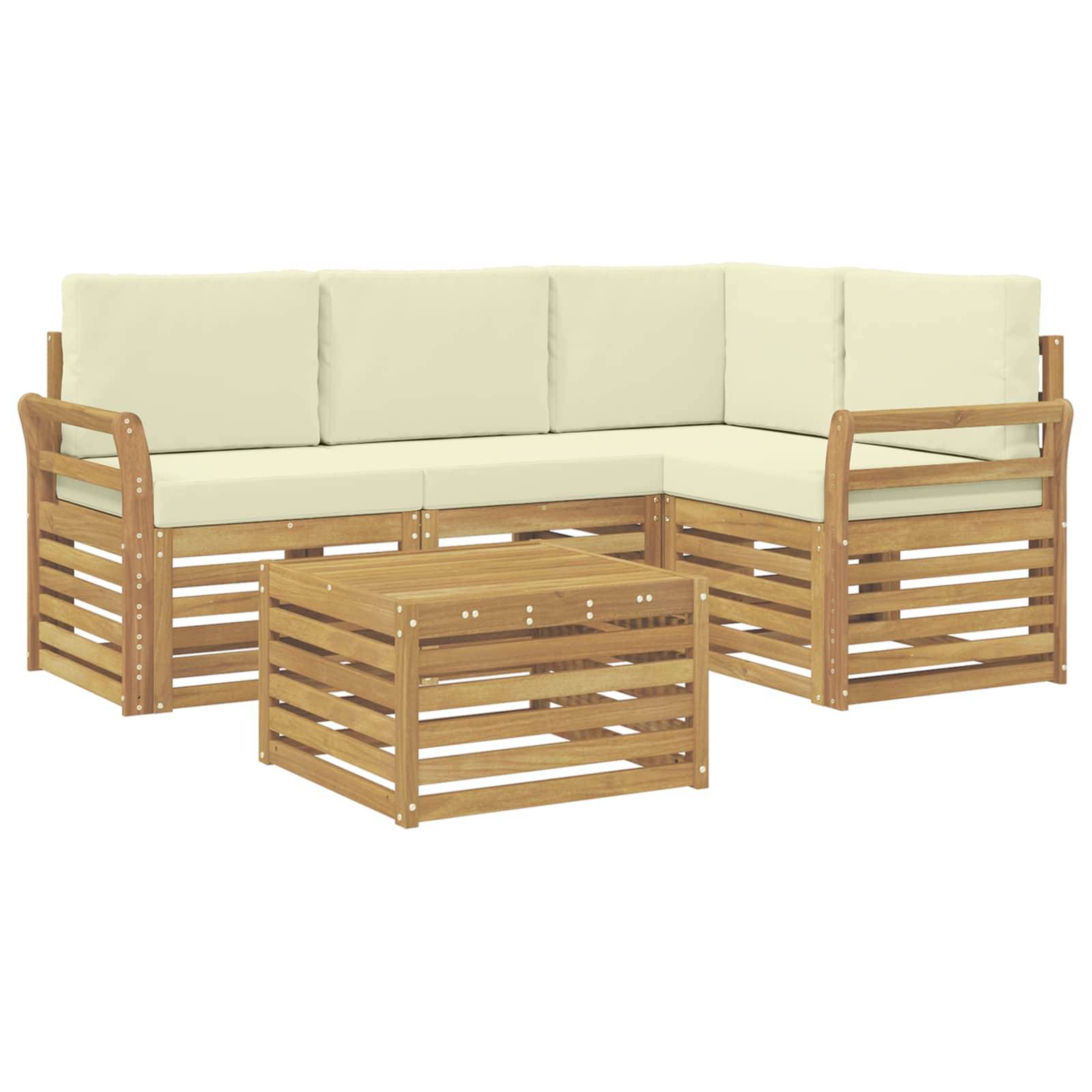 vidaXL Outdoor-Sofagarnitur 5 pcs Weiß und Creme 59 x 59 x 37 cm