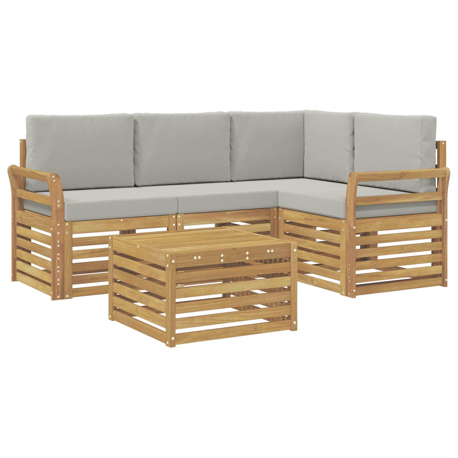 vidaXL Outdoor-Sofagarnitur 5 pcs Weiß und Hellgrau 59 x 59 x 37 cm