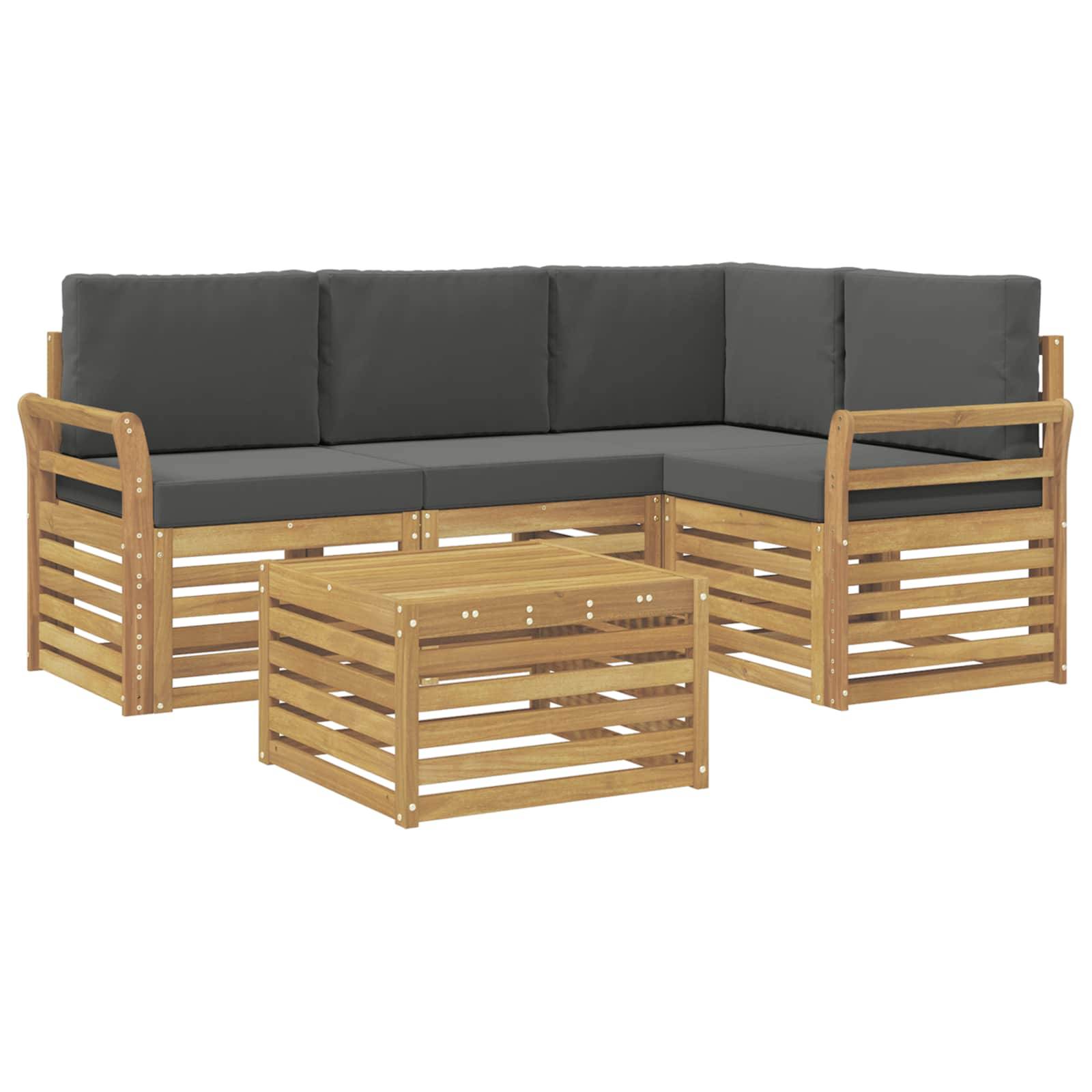 vidaXL Outdoor-Sofagarnitur 5 pcs Weiß und Anthrazit 59 x 59 x 37 cm