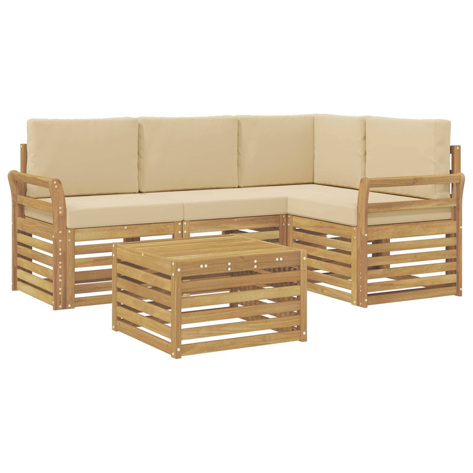 vidaXL Outdoor-Sofagarnitur 5 pcs Weiß und Beige 59 x 59 x 37 cm