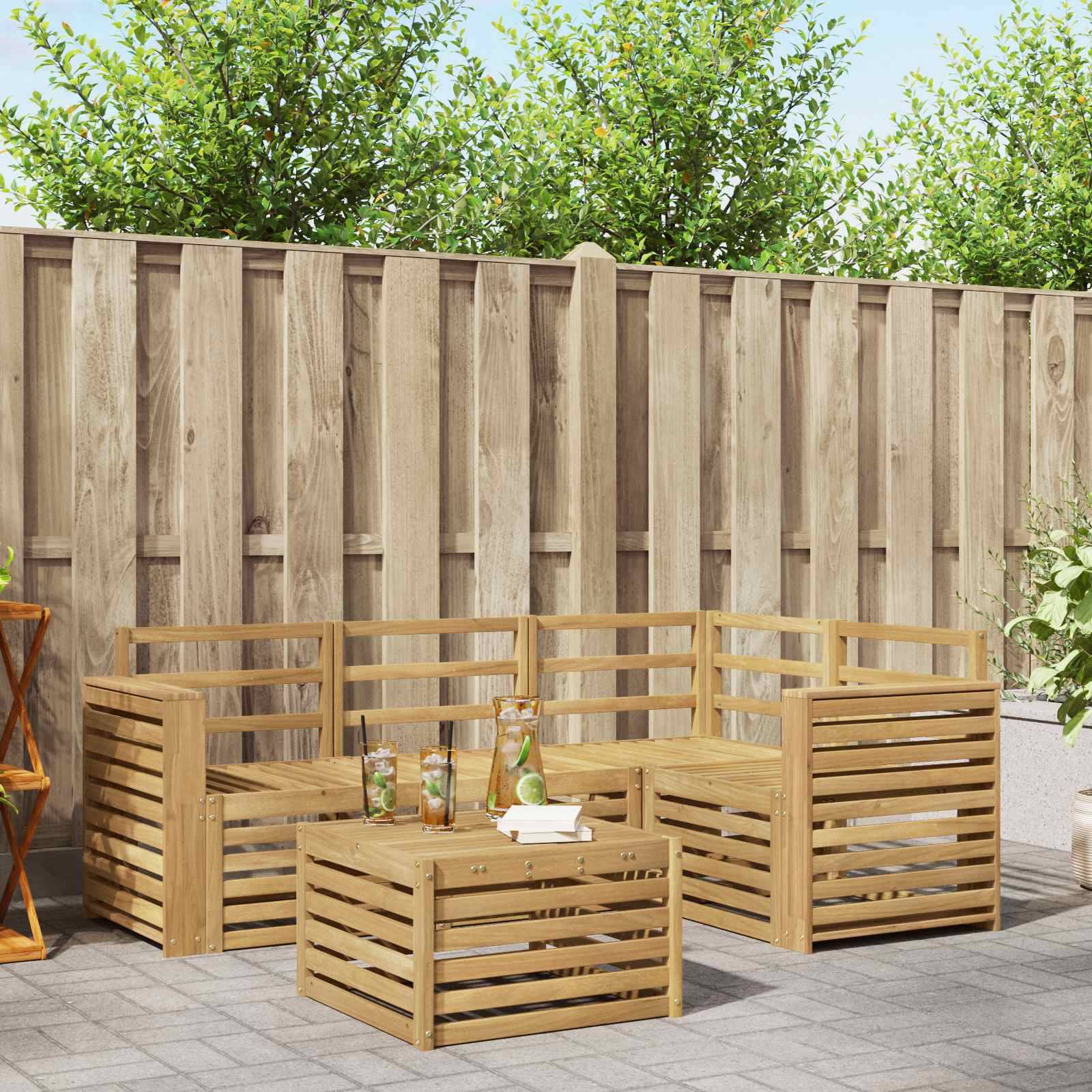 vidaXL Outdoor-Sofagarnitur 5 pcs Weiß 59 x 59 x 37 cm