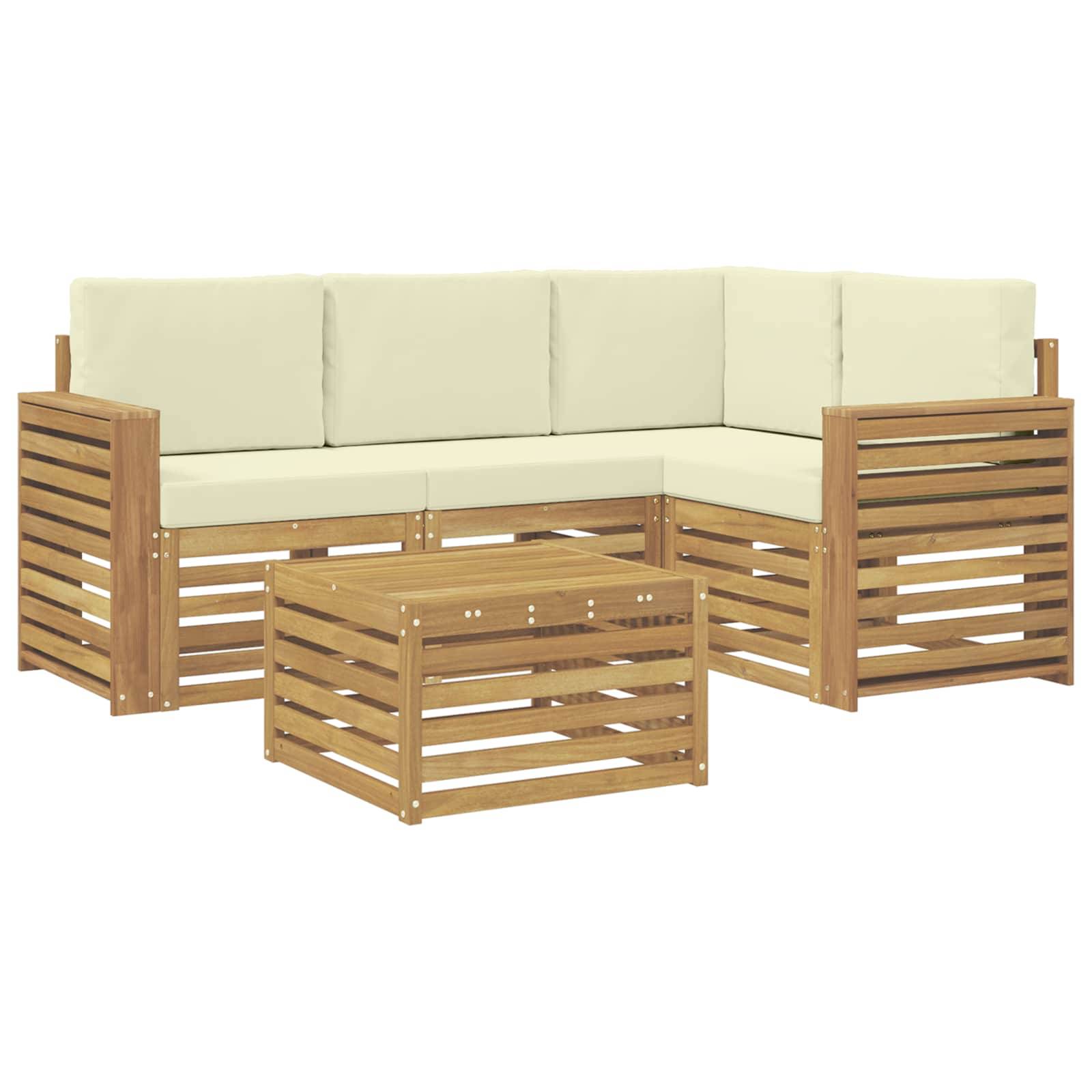 vidaXL Outdoor-Sofagarnitur 5 pcs Weiß und Creme 59 x 59 x 37 cm