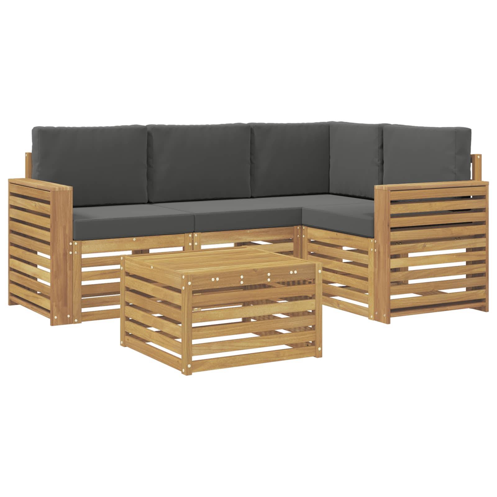 vidaXL Outdoor-Sofagarnitur 5 pcs Weiß und Anthrazit 59 x 59 x 37 cm