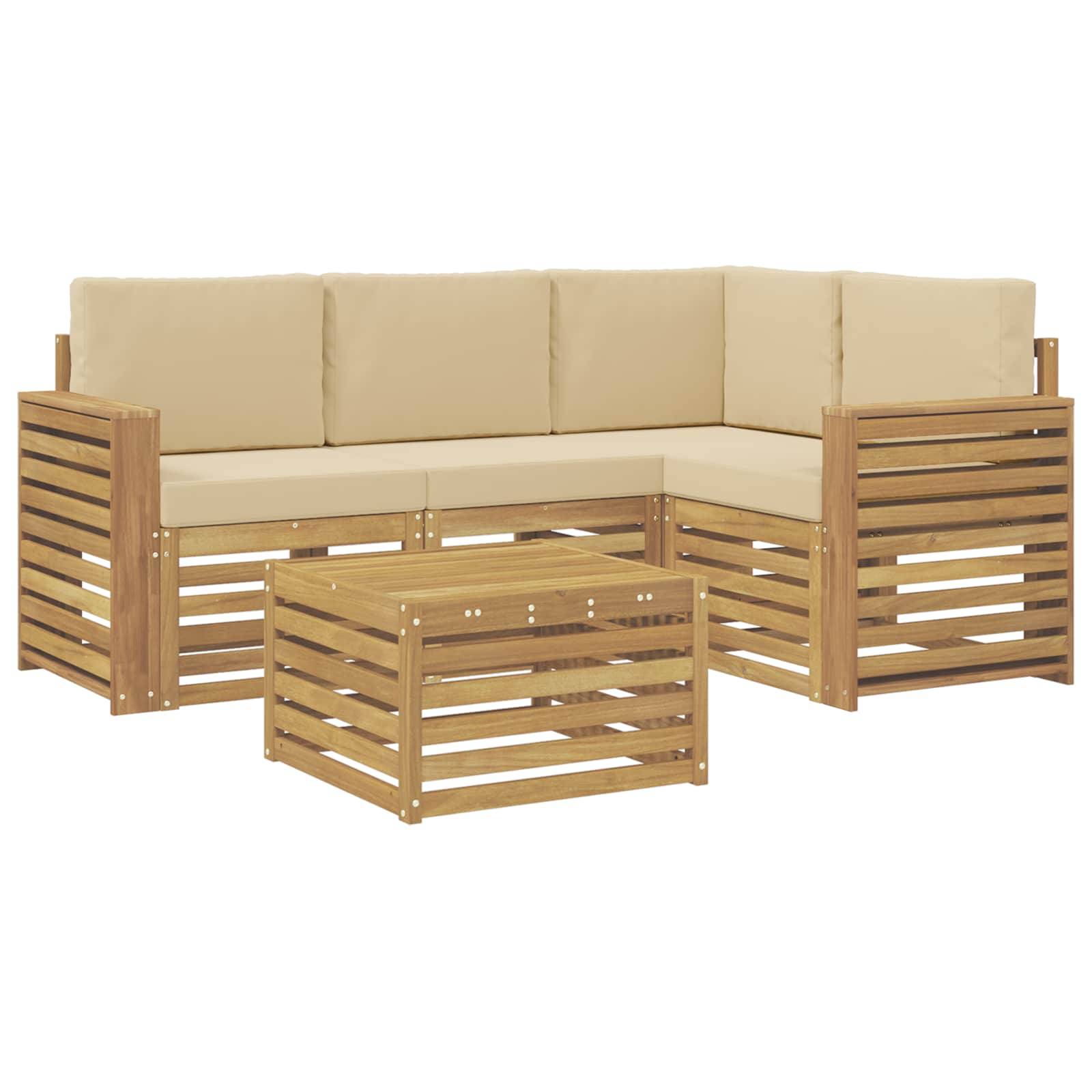 vidaXL Outdoor-Sofagarnitur 5 pcs Weiß und Beige 59 x 59 x 37 cm