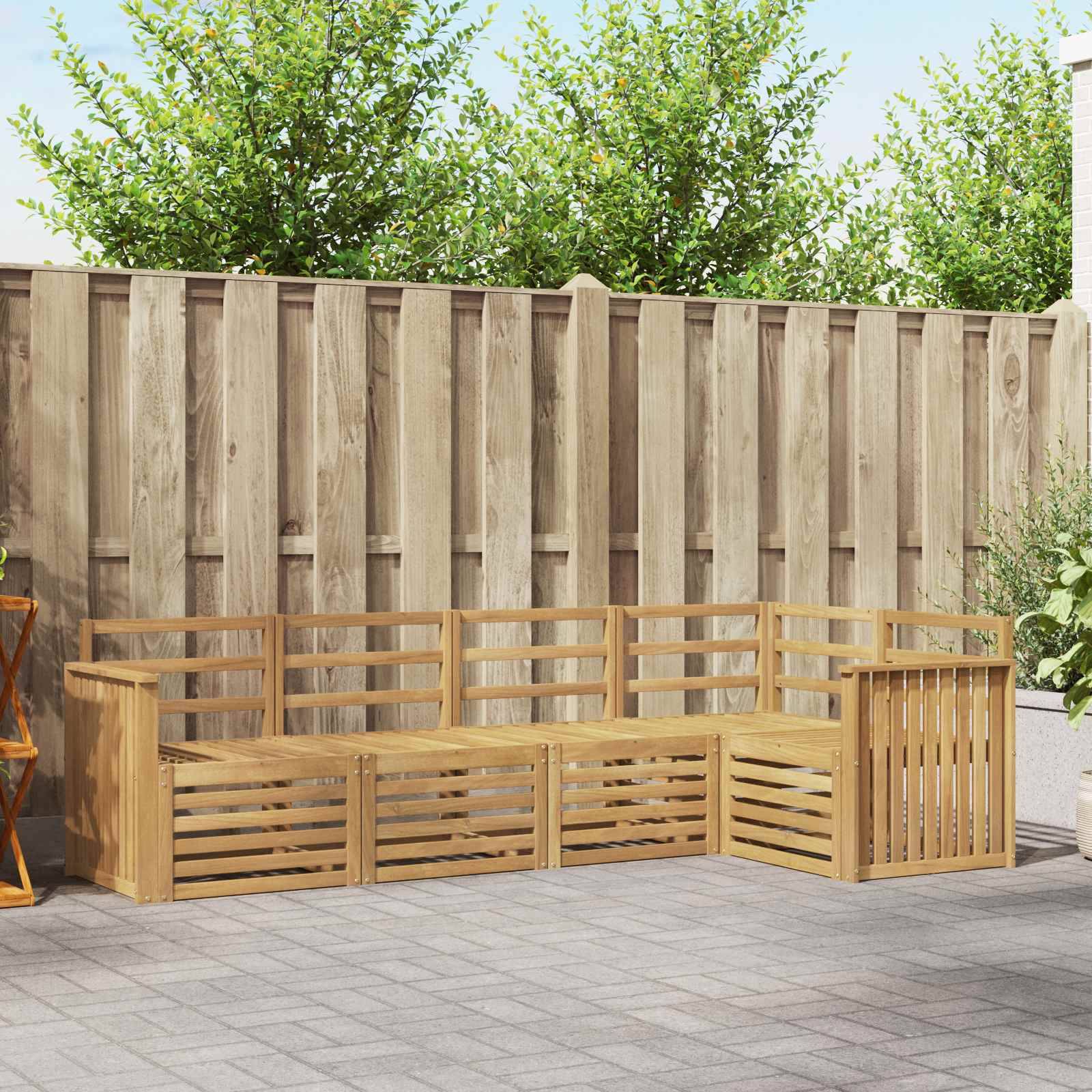 vidaXL Outdoor-Sofagarnitur 5 pcs Weiß 247 x 128,5 x 73 cm