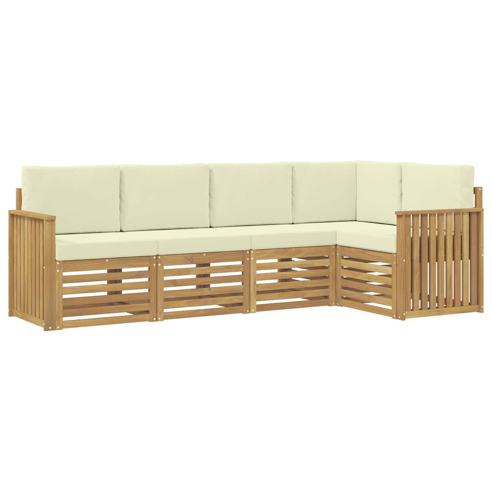 vidaXL Outdoor-Sofagarnitur 5 pcs Weiß und Creme 247 x 128,5 x 73 cm