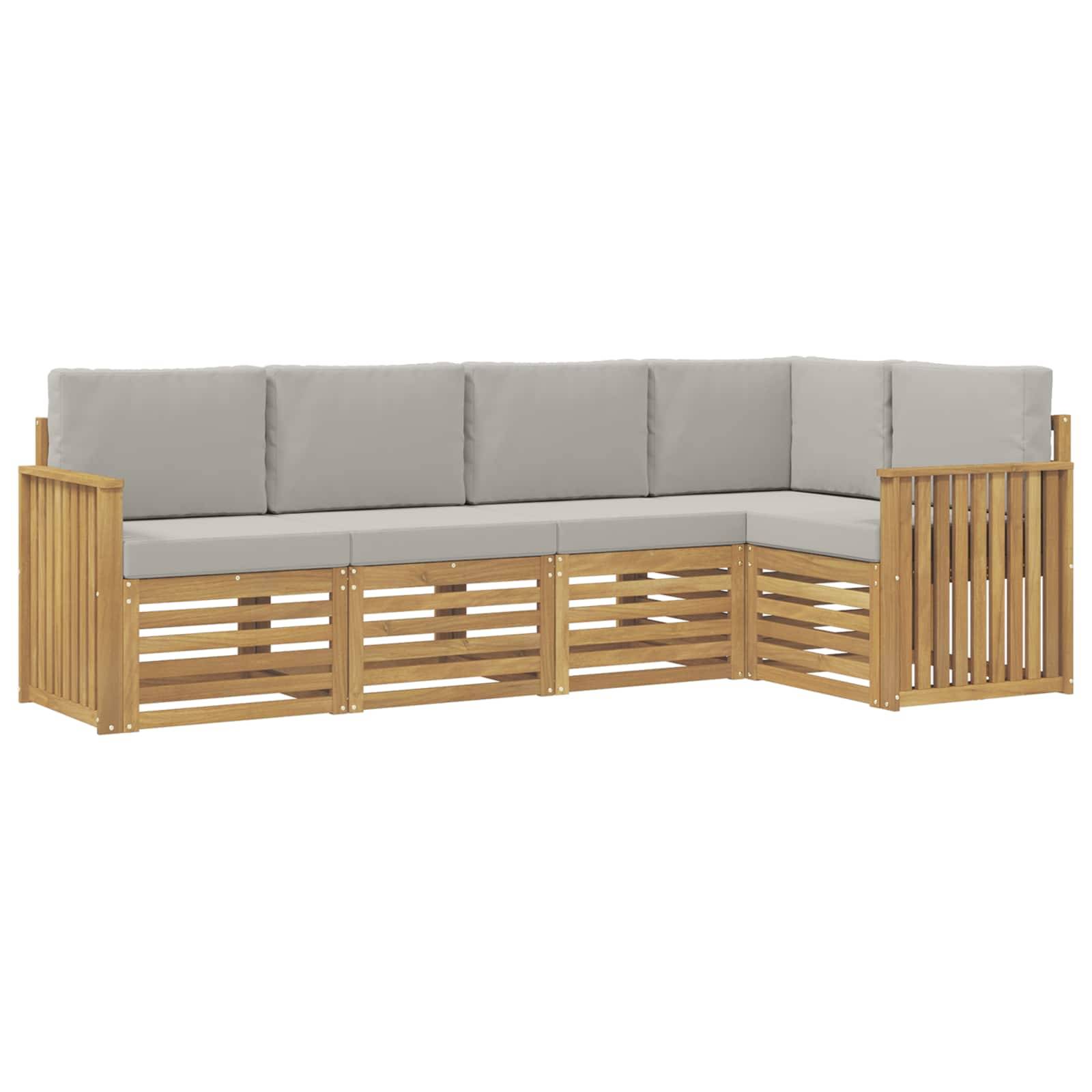 vidaXL Outdoor-Sofagarnitur 5 pcs Weiß und Hellgrau