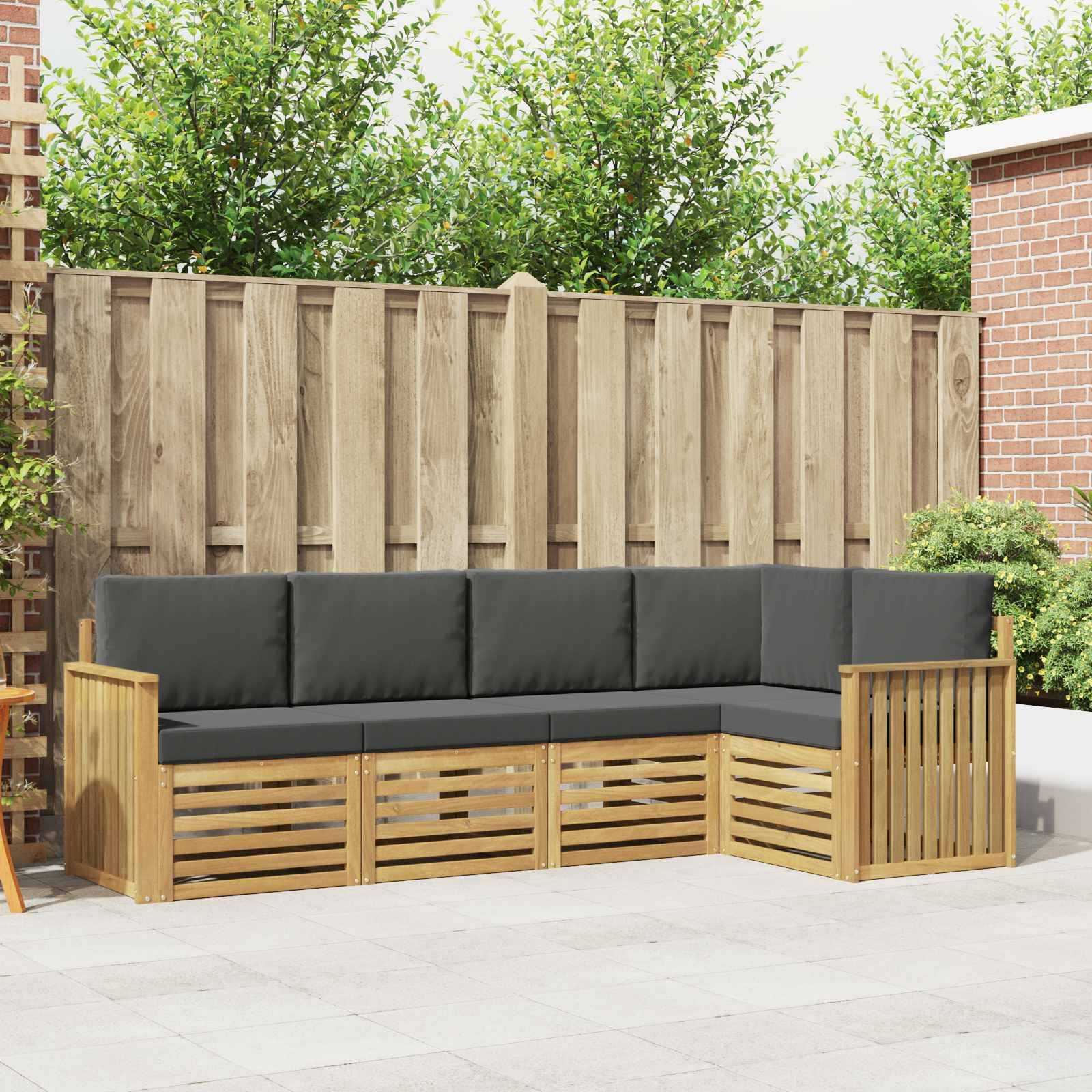 vidaXL Outdoor-Sofagarnitur 5 pcs Weiß und Anthrazit