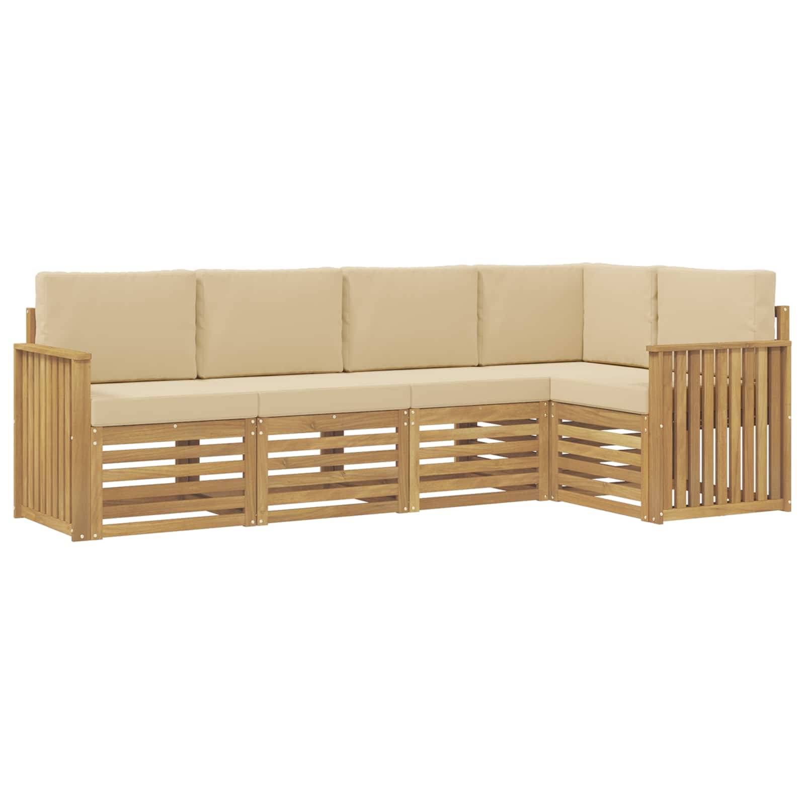 vidaXL Outdoor-Sofagarnitur 5 pcs Weiß und Beige 247 x 128,5 x 73 cm