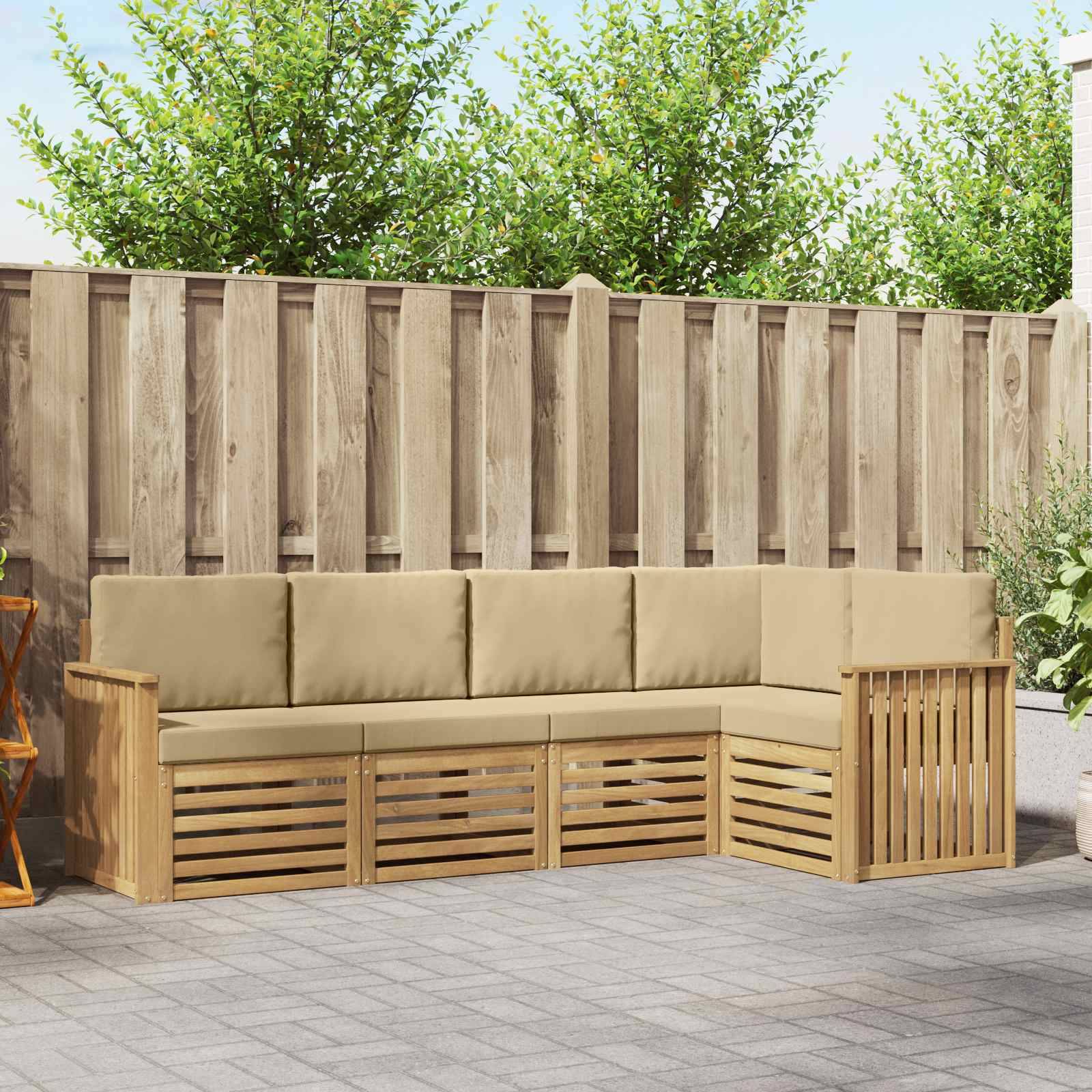 vidaXL Outdoor-Sofagarnitur 5 pcs Weiß und Beige 247 x 128,5 x 73 cm