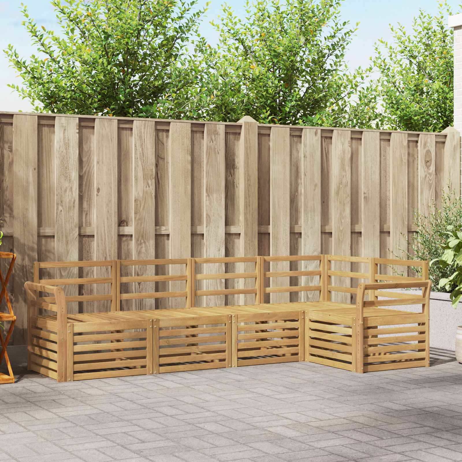 vidaXL Outdoor-Sofagarnitur 5 pcs Weiß 249 x 130,5 x 73 cm
