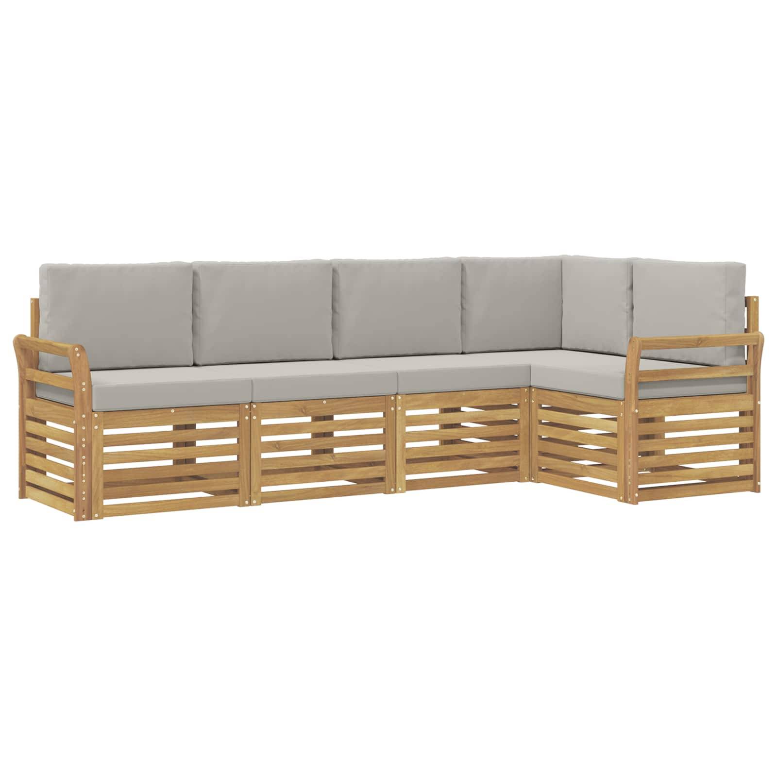 vidaXL Outdoor-Sofagarnitur 5 pcs Weiß und Hellgrau