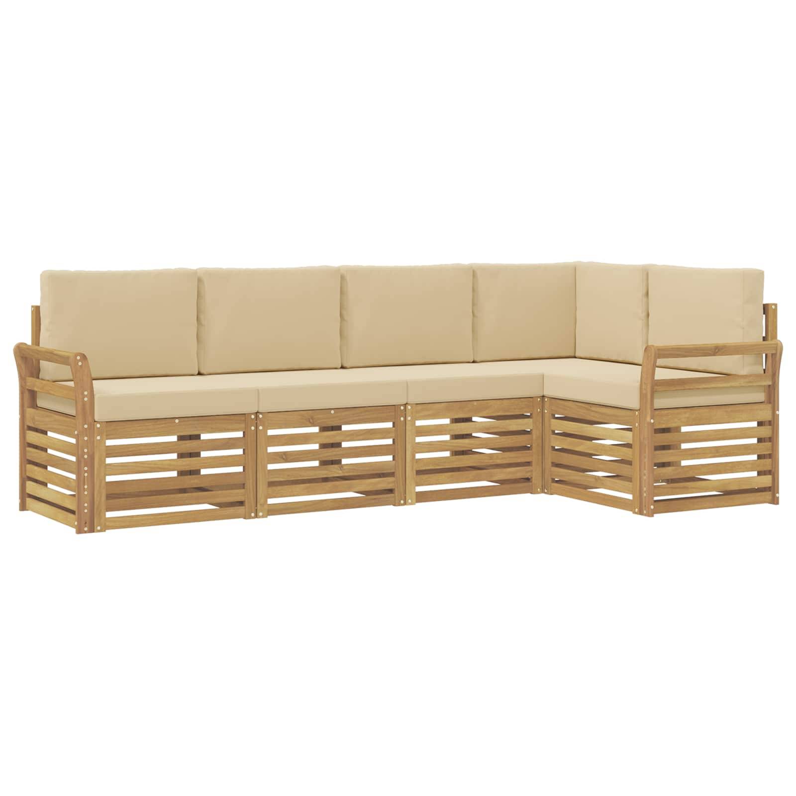 vidaXL Outdoor-Sofagarnitur 5 pcs Weiß und Beige 249 x 130,5 x 73 cm
