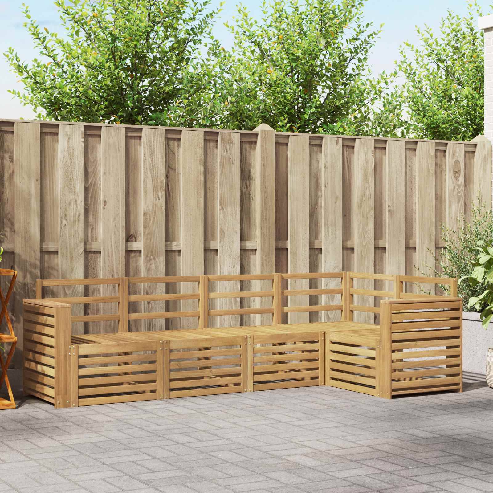 vidaXL Outdoor-Sofagarnitur 5 pcs Weiß 251 x 132,5 x 73 cm
