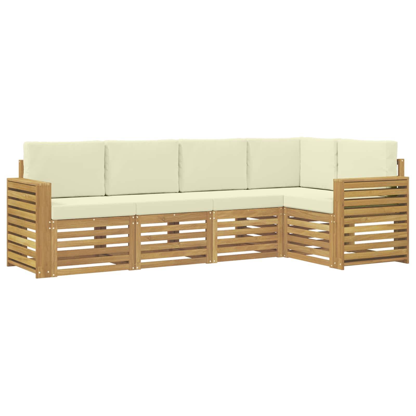 vidaXL Outdoor-Sofagarnitur 5 pcs Weiß und Creme 251 x 132,5 x 73 cm