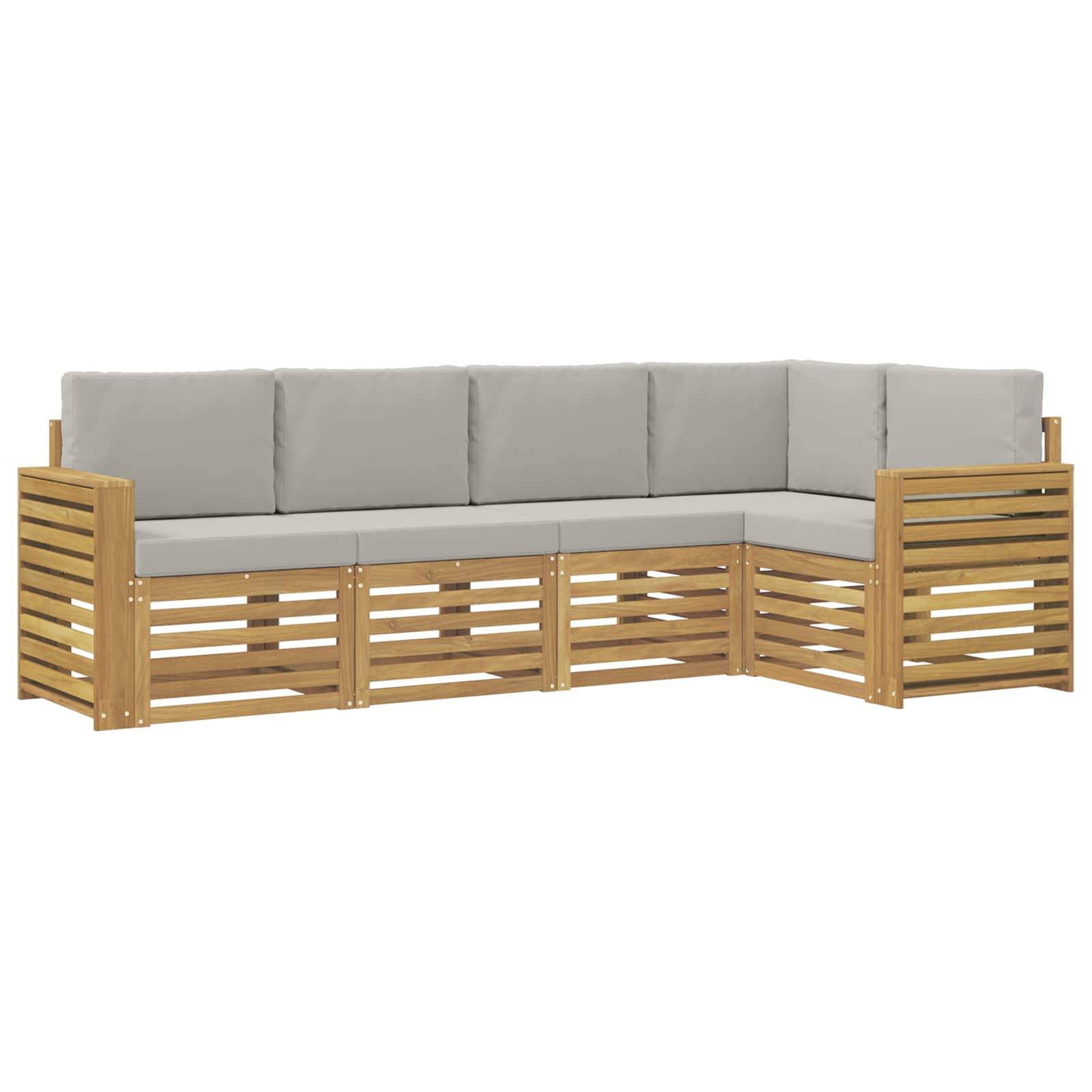 vidaXL Outdoor-Sofagarnitur 5 pcs Weiß und Hellgrau