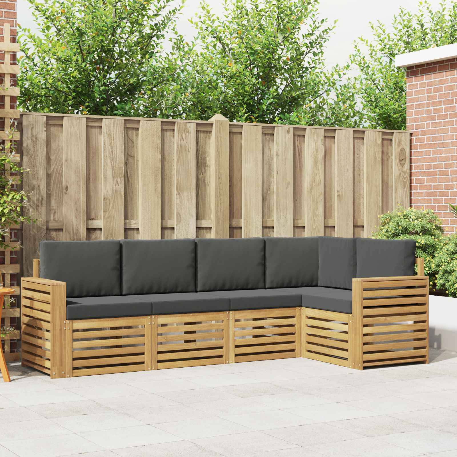 vidaXL Outdoor-Sofagarnitur 5 pcs Weiß und Anthrazit