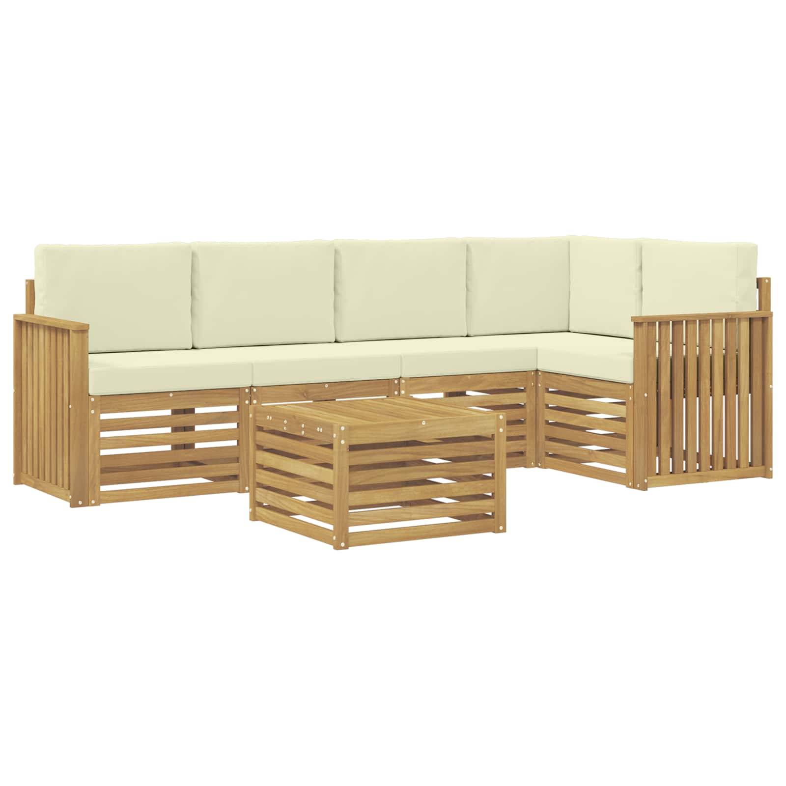 vidaXL Outdoor-Sofagarnitur 6 pcs Weiß und Creme 59 x 59 x 37 cm