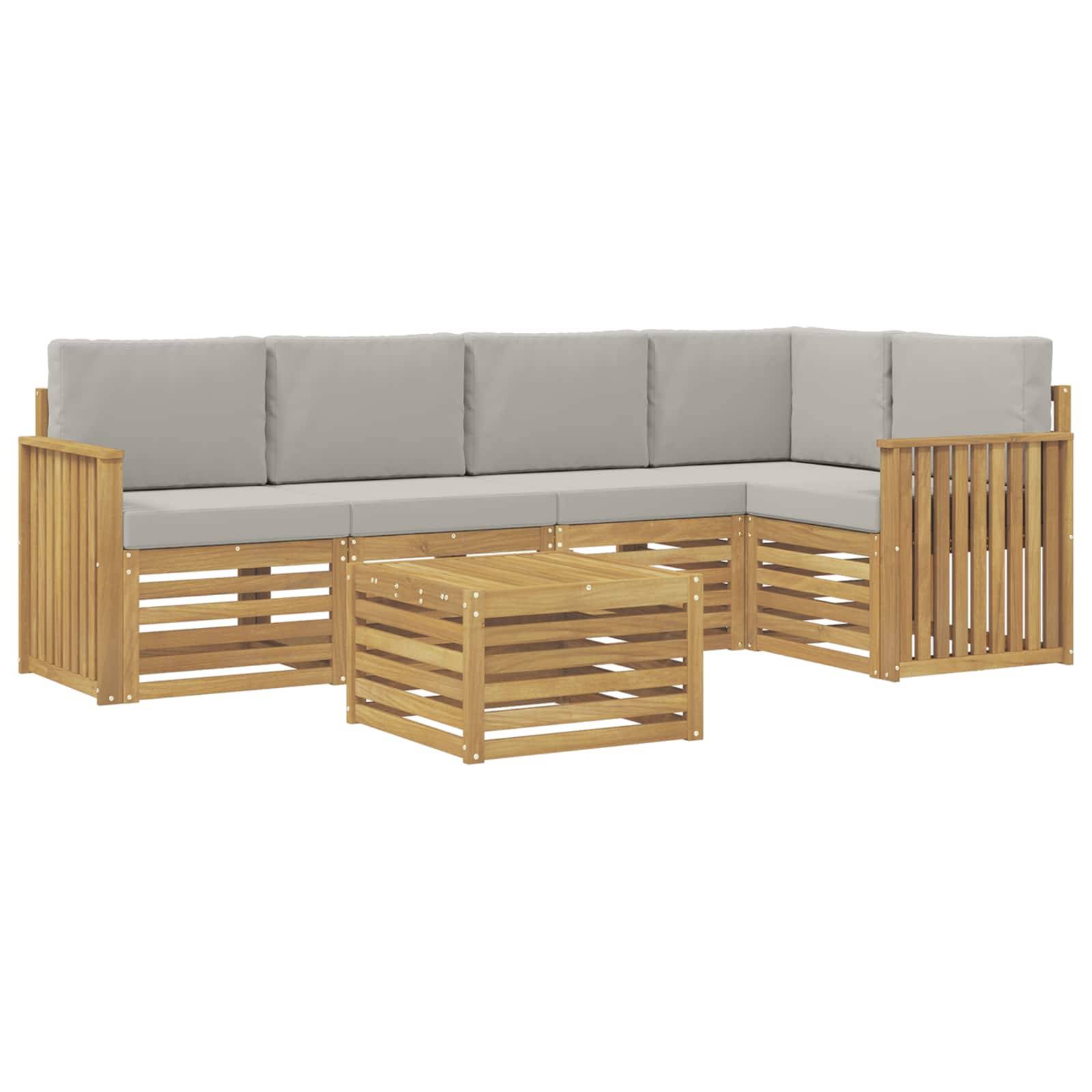 vidaXL Outdoor-Sofagarnitur 6 pcs Weiß und Hellgrau 59 x 59 x 37 cm